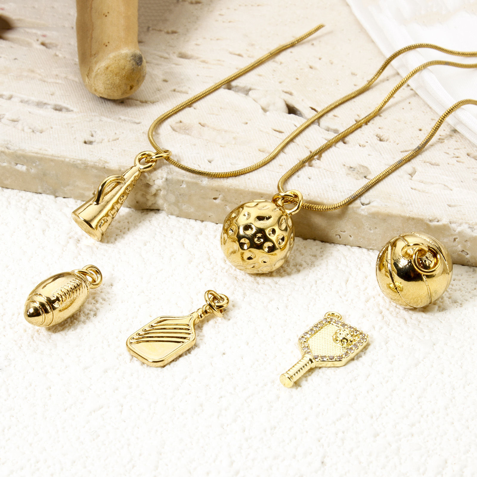 Picture of Eco-friendly PVD Vacuum Plating 304 Stainless Steel Sport Charms 18K Real Gold Plated 3D