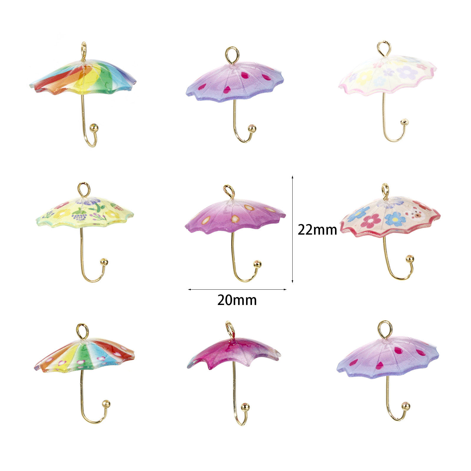 Picture of Brass & Resin Weather Collection Charms Umbrella 18K Gold Plated Multicolor 3D 22mm x 20mm