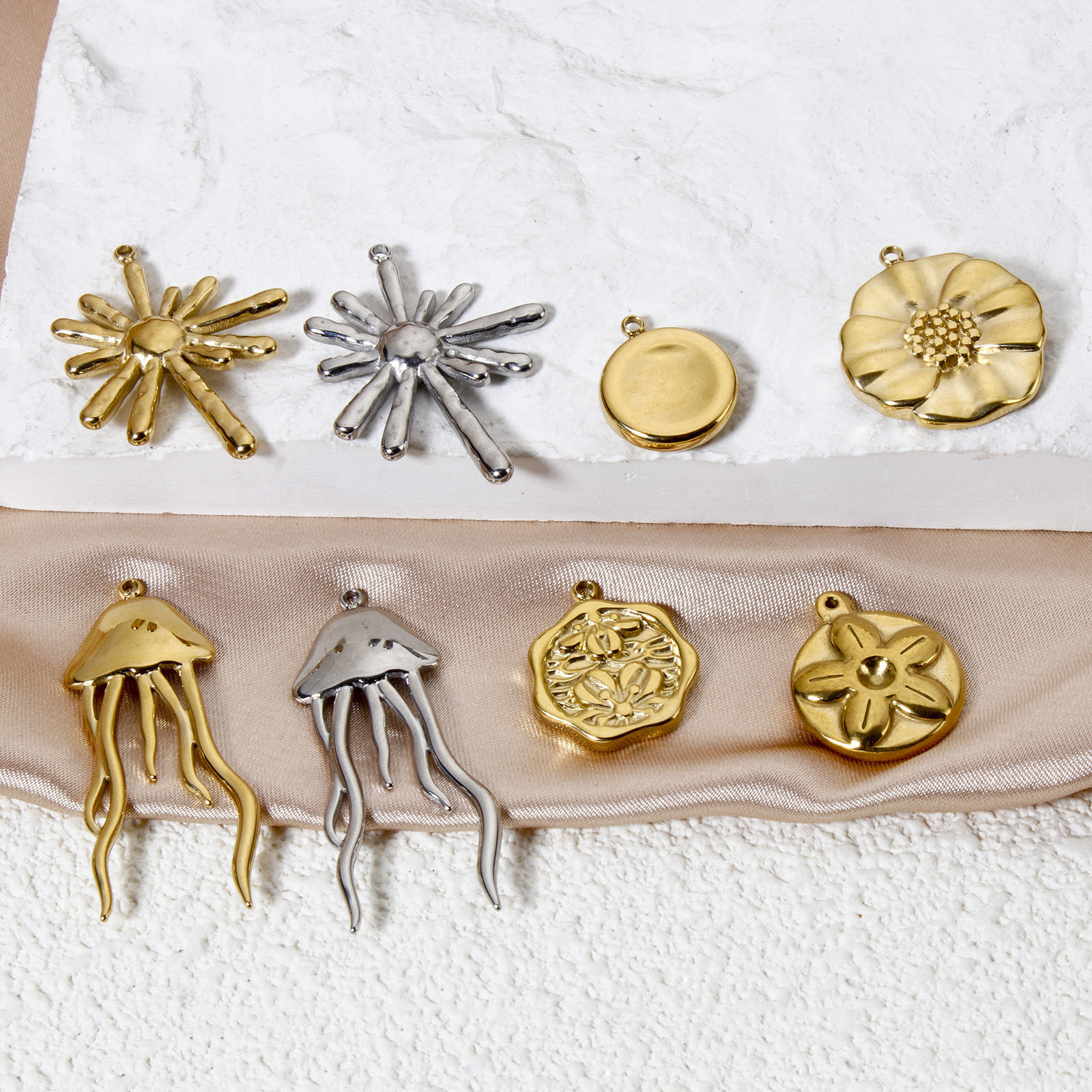 Bild von Umweltfreundliche PVD-Vakuumbeschichtung 304 Edelstahl Charms 14K Echtgold plattiert