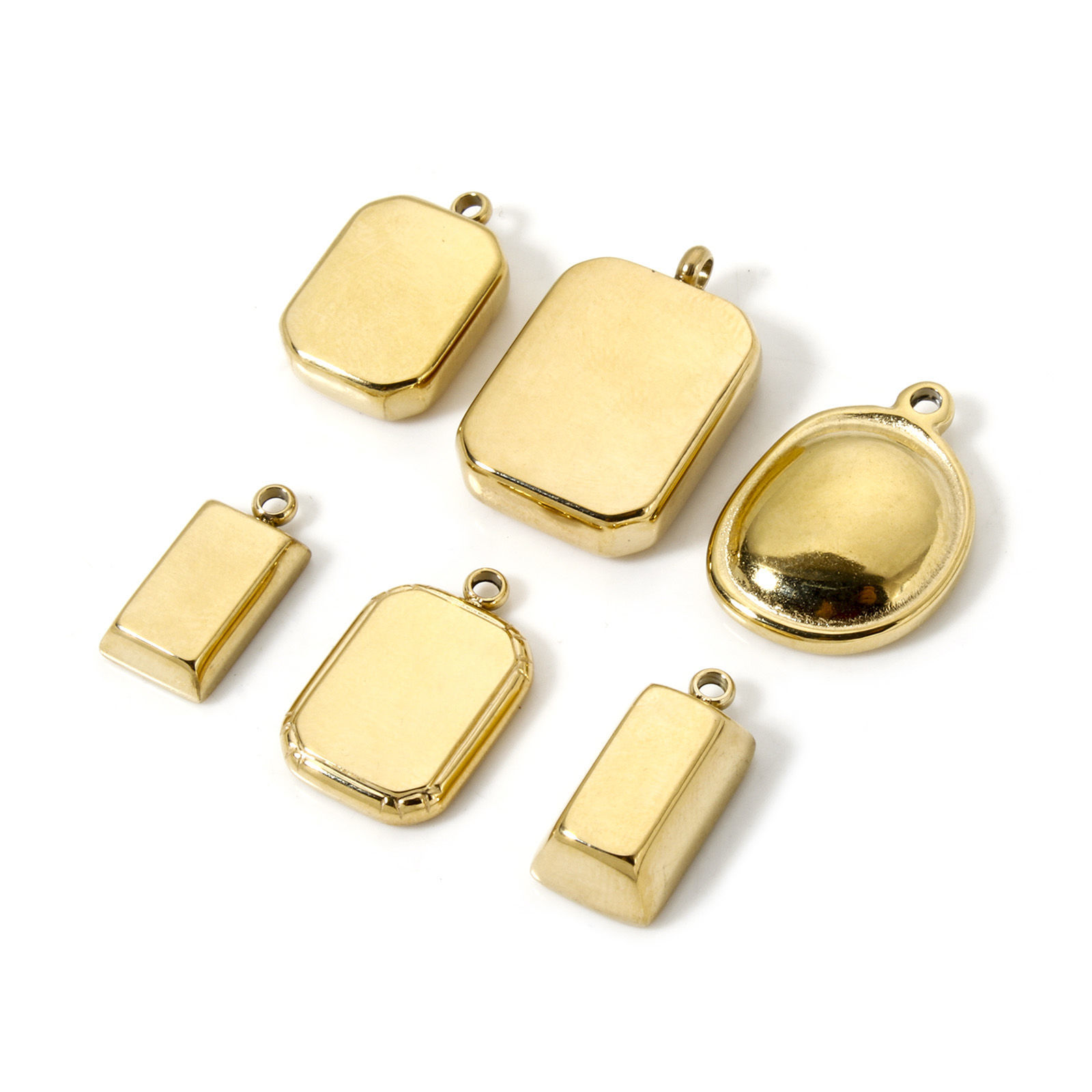 Picture of Eco-friendly PVD Vacuum Plating 304 Stainless Steel Charms 14K Real Gold Plated Smooth Blank