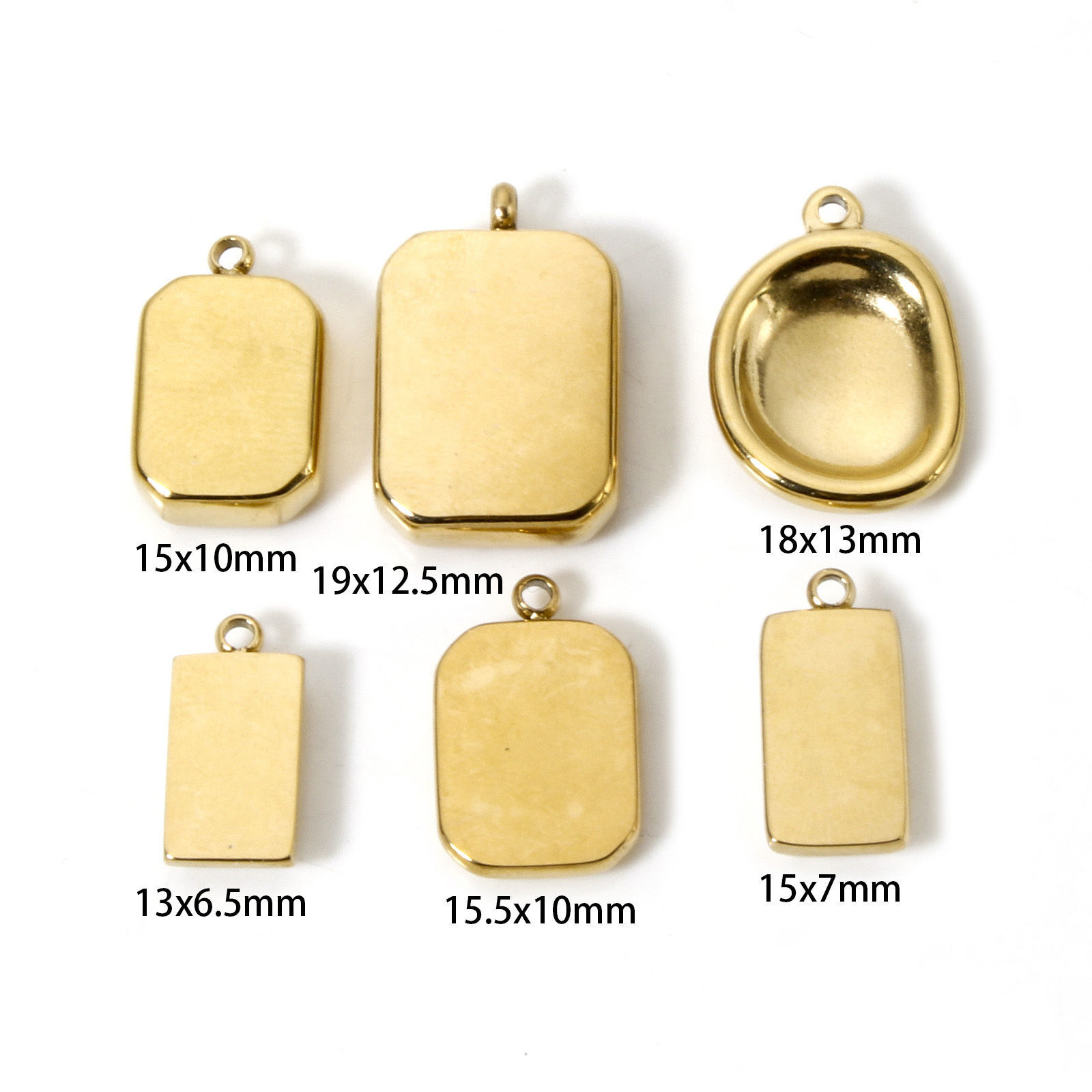 Picture of Eco-friendly PVD Vacuum Plating 304 Stainless Steel Charms 14K Real Gold Plated Smooth Blank