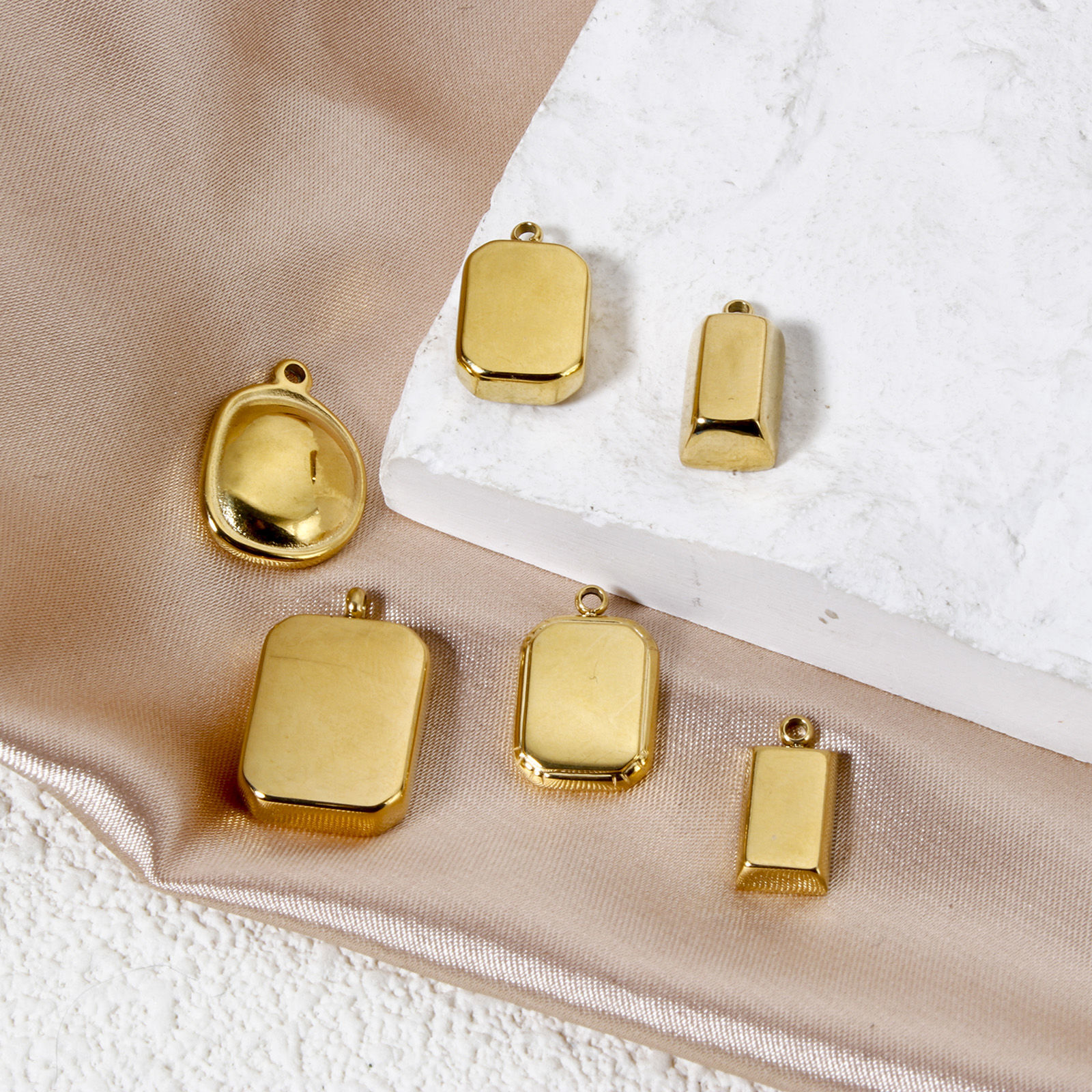 Picture of Eco-friendly PVD Vacuum Plating 304 Stainless Steel Charms 14K Real Gold Plated Smooth Blank