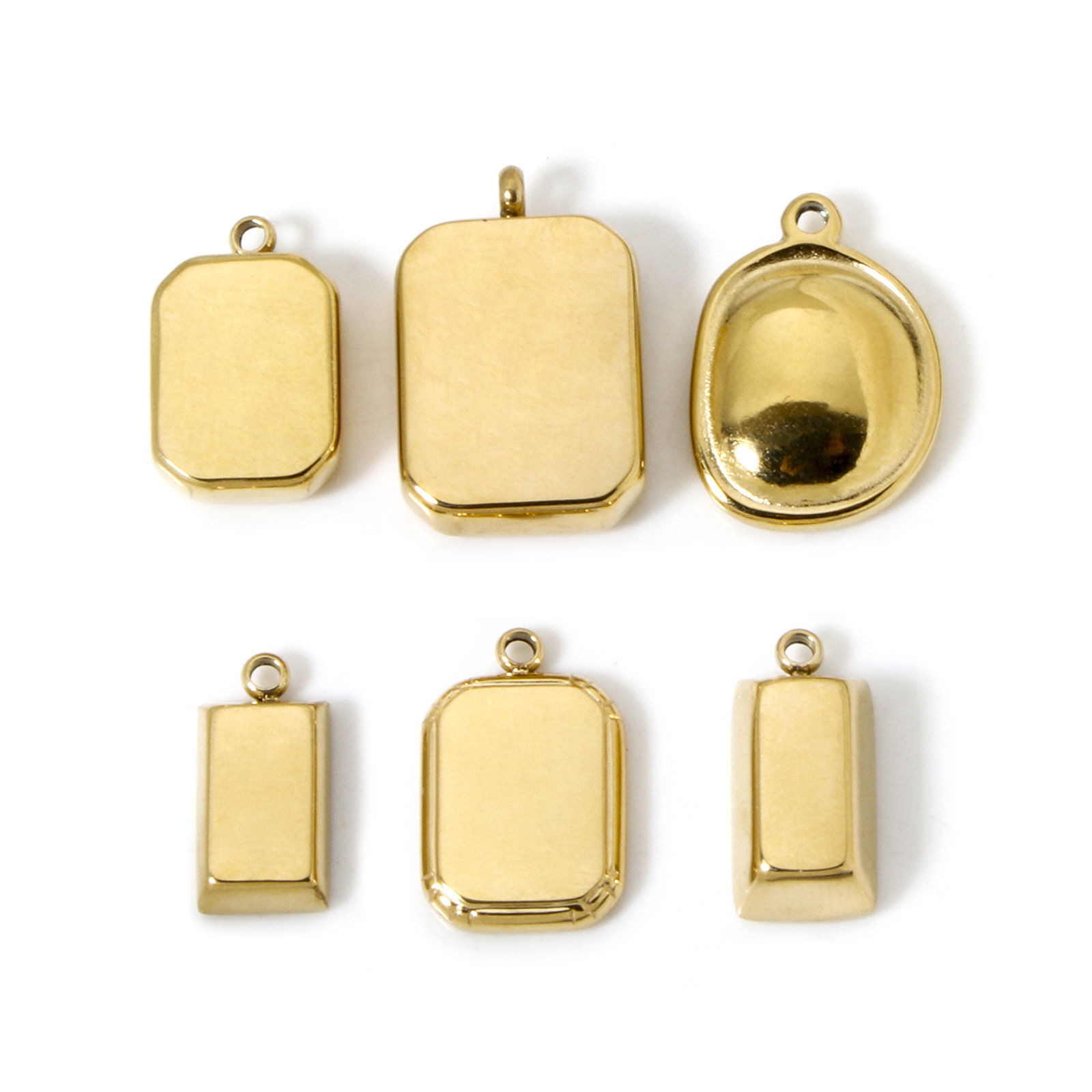 Picture of Eco-friendly PVD Vacuum Plating 304 Stainless Steel Charms 14K Real Gold Plated Smooth Blank
