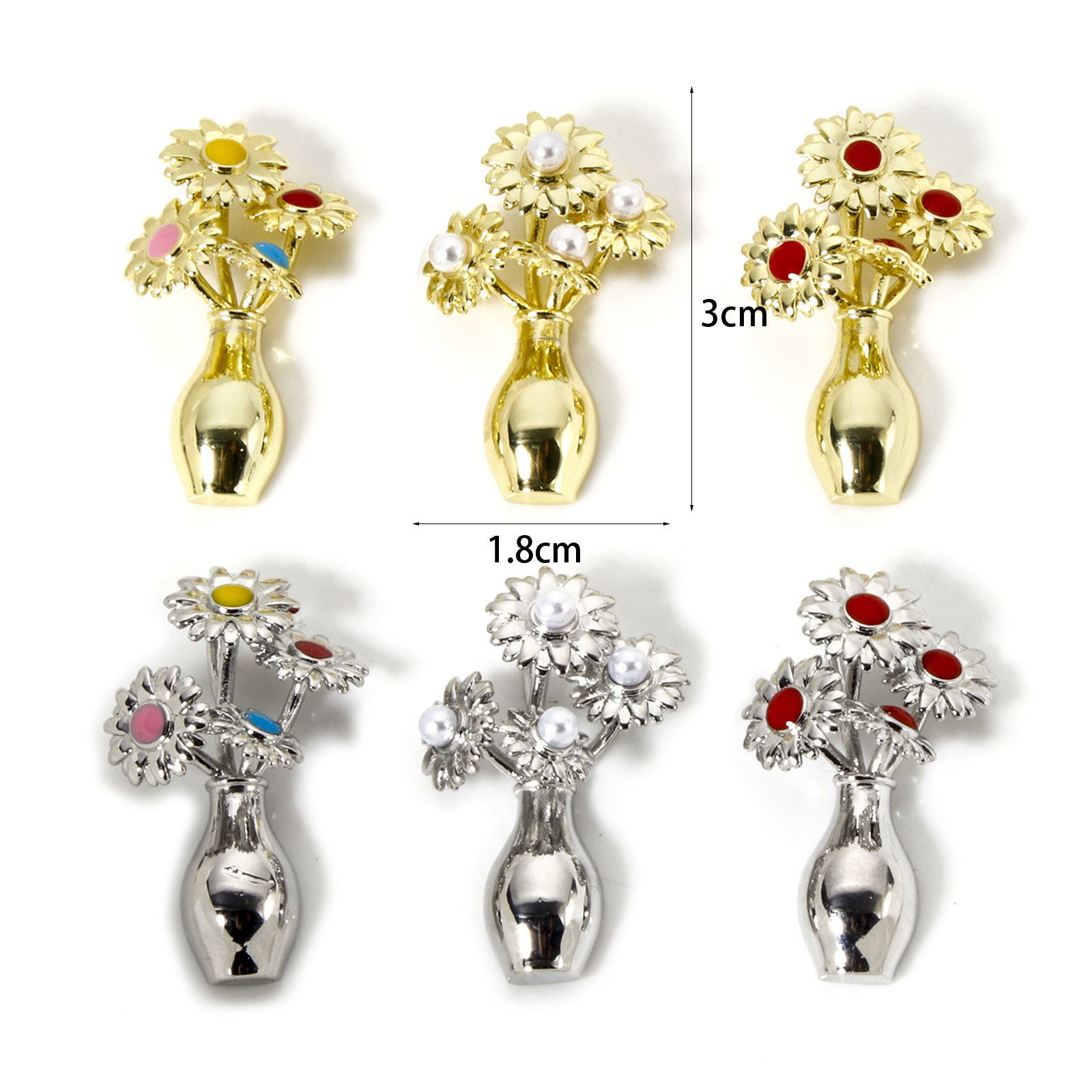Picture of Brass Flora Collection Pendants Multicolor Sunflower Flower Vase 3cm x 1.8cm