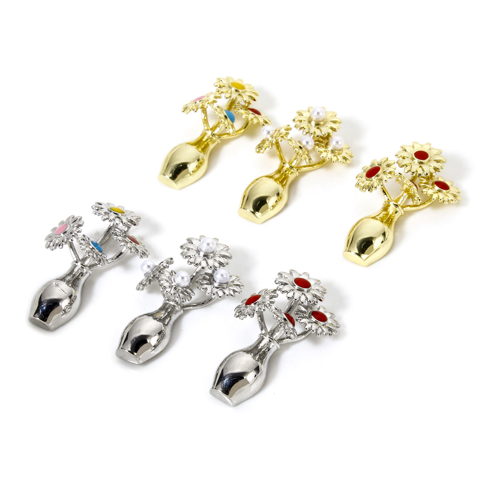 Picture of Brass Flora Collection Pendants Multicolor Sunflower Flower Vase 3cm x 1.8cm