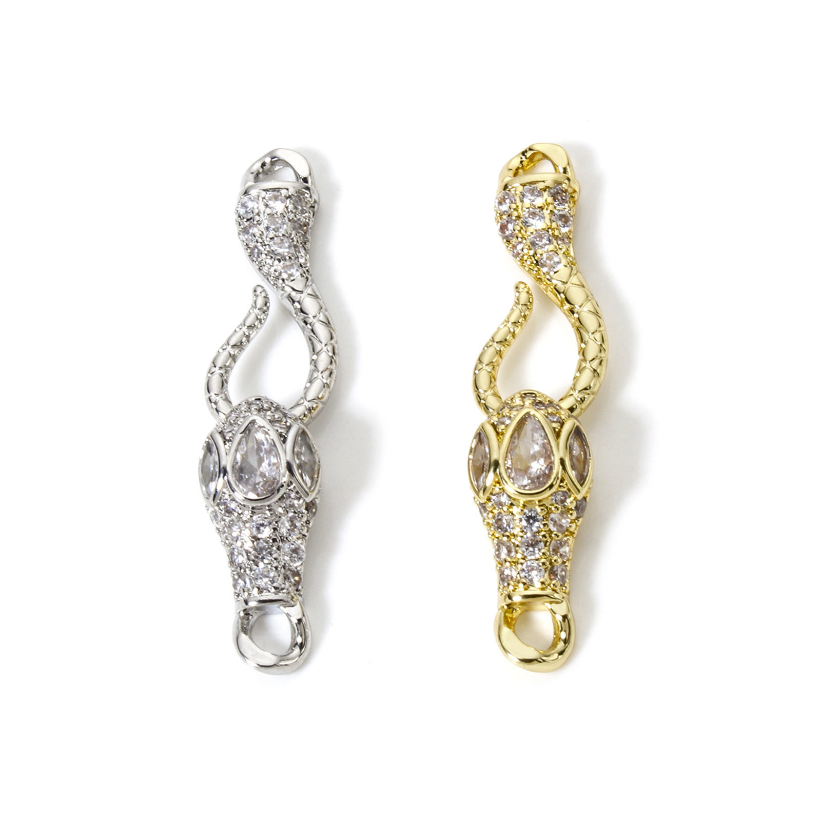 Imagen de 1 Juego Latón Cierres de Gancho Multicolor Micro Pave Claro Circón Artificial 3.7cm x 0.9cm