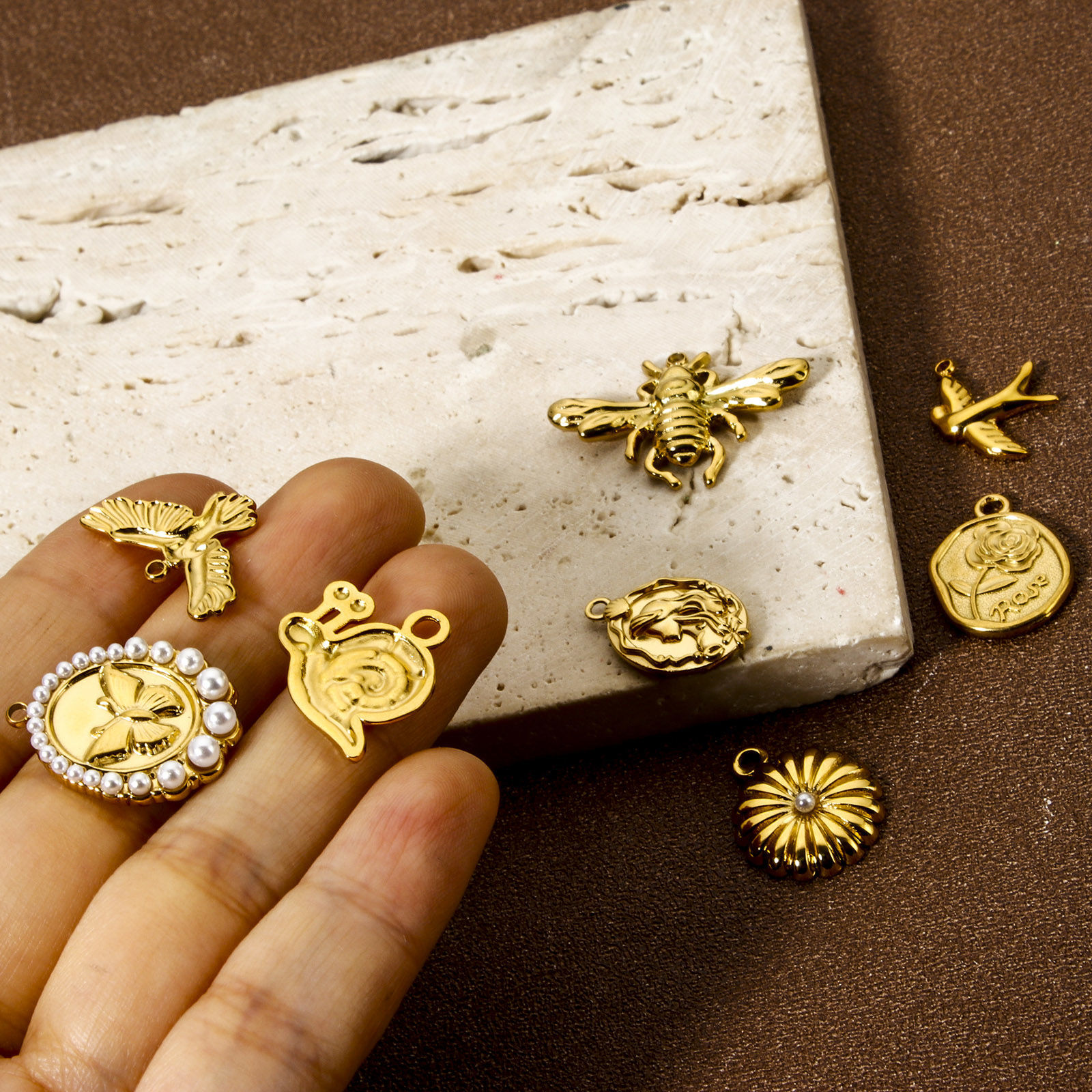 Picture of Eco-friendly PVD Vacuum Plating 304 Stainless Steel Pendants 18K Real Gold Plated