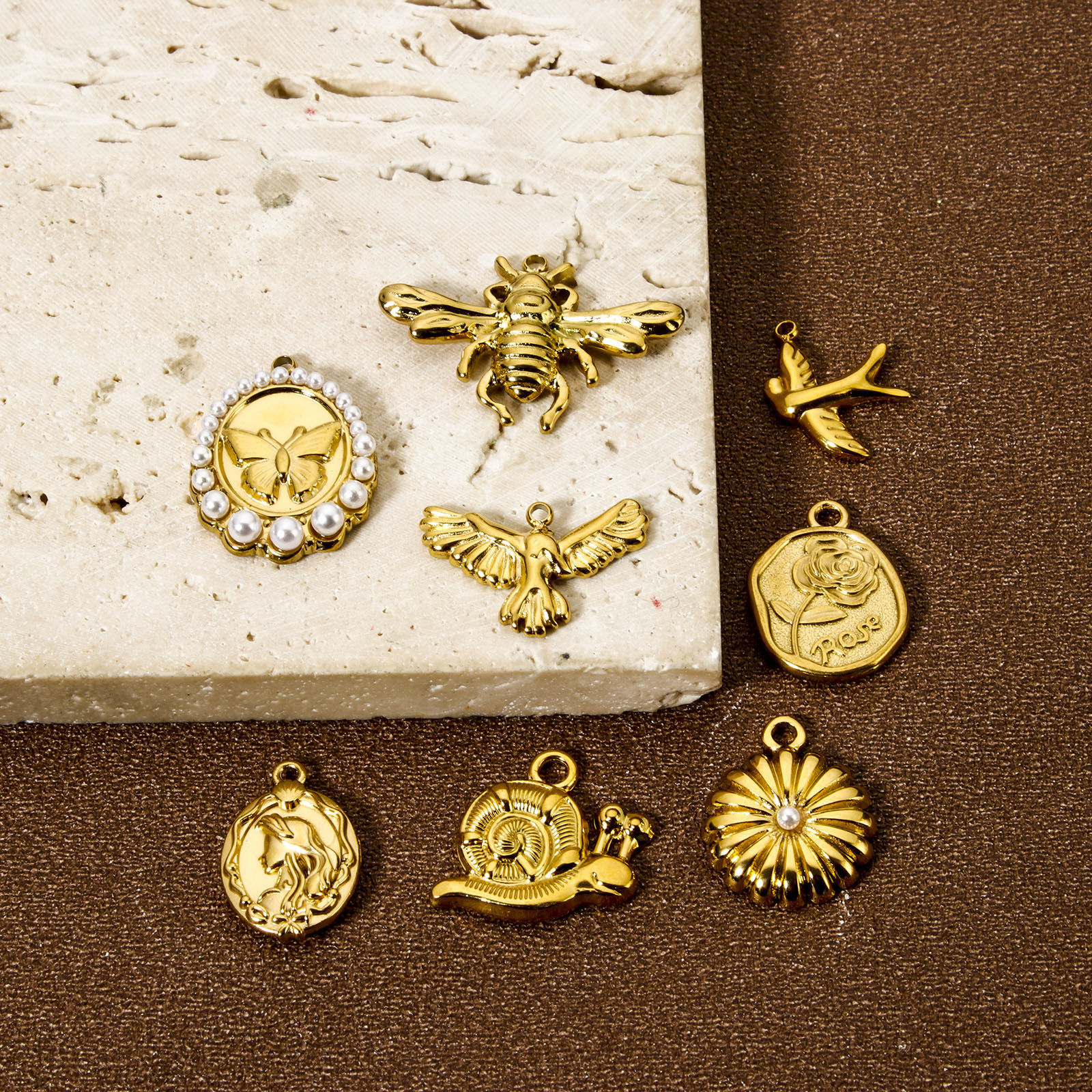 Picture of Eco-friendly PVD Vacuum Plating 304 Stainless Steel Pendants 18K Real Gold Plated