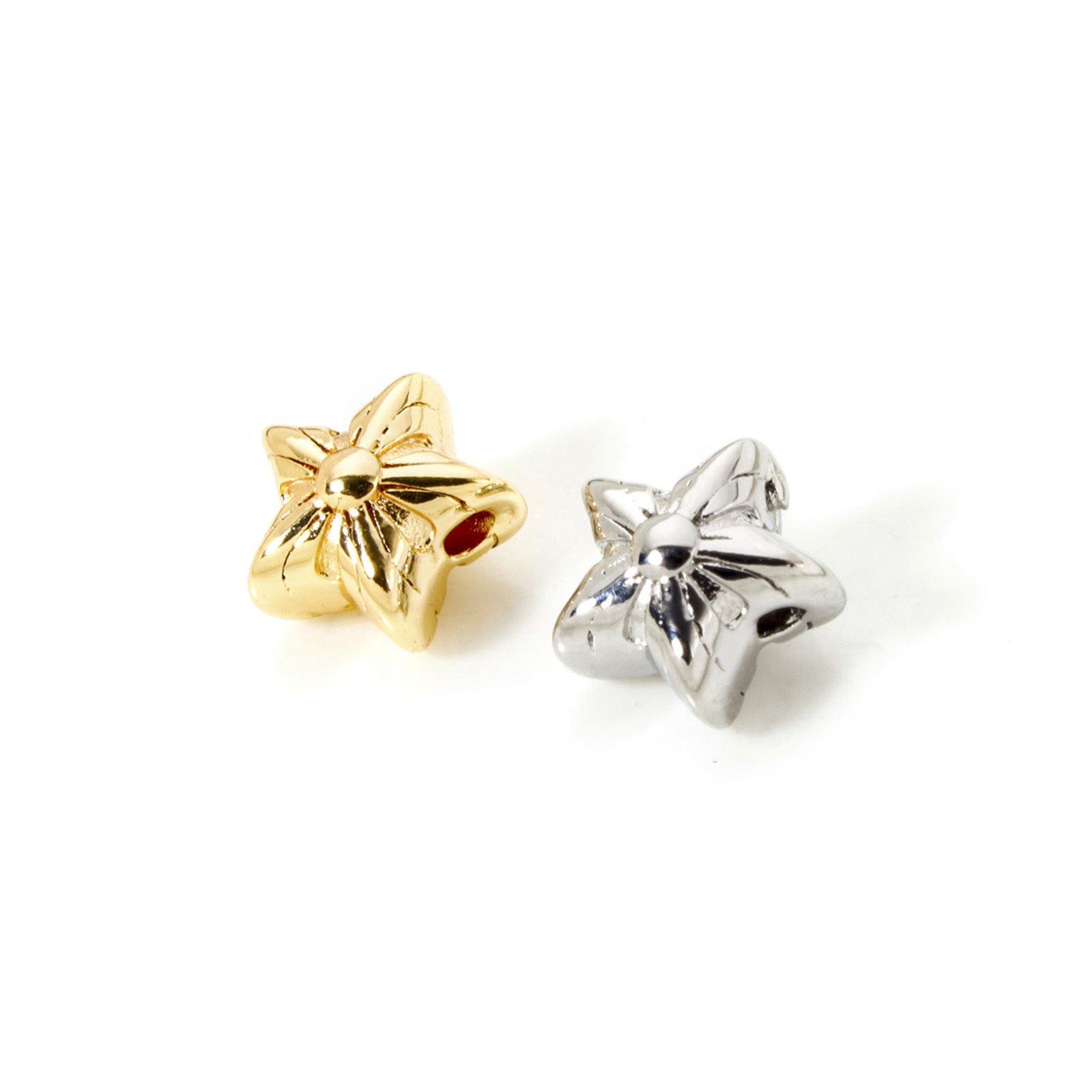 Picture of Eco-friendly Brass Galaxy Beads For DIY Jewelry Making Real Gold Plated Pentagram Star 3D 8.5mm x 8mm