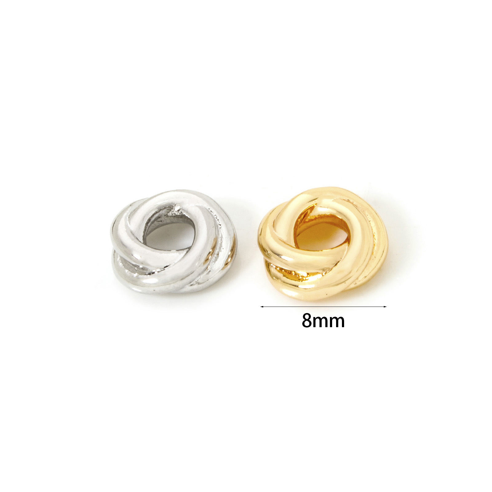 Picture of Eco-friendly Brass Spacer Beads For DIY Bracelet Jewelry Making Findings Real Gold Plated Knot 8mm Dia., Hole: Approx 2.8mm