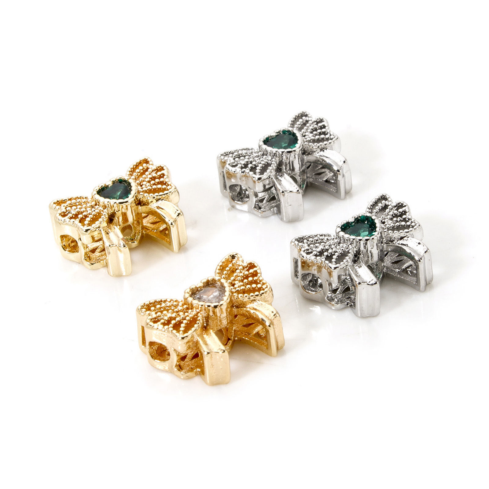 Picture of Eco-friendly Brass Clothes Beads For DIY Jewelry Making Real Gold Plated Butterfly Animal Hollow 11mm x 9mm, Hole: Approx 1.6mm