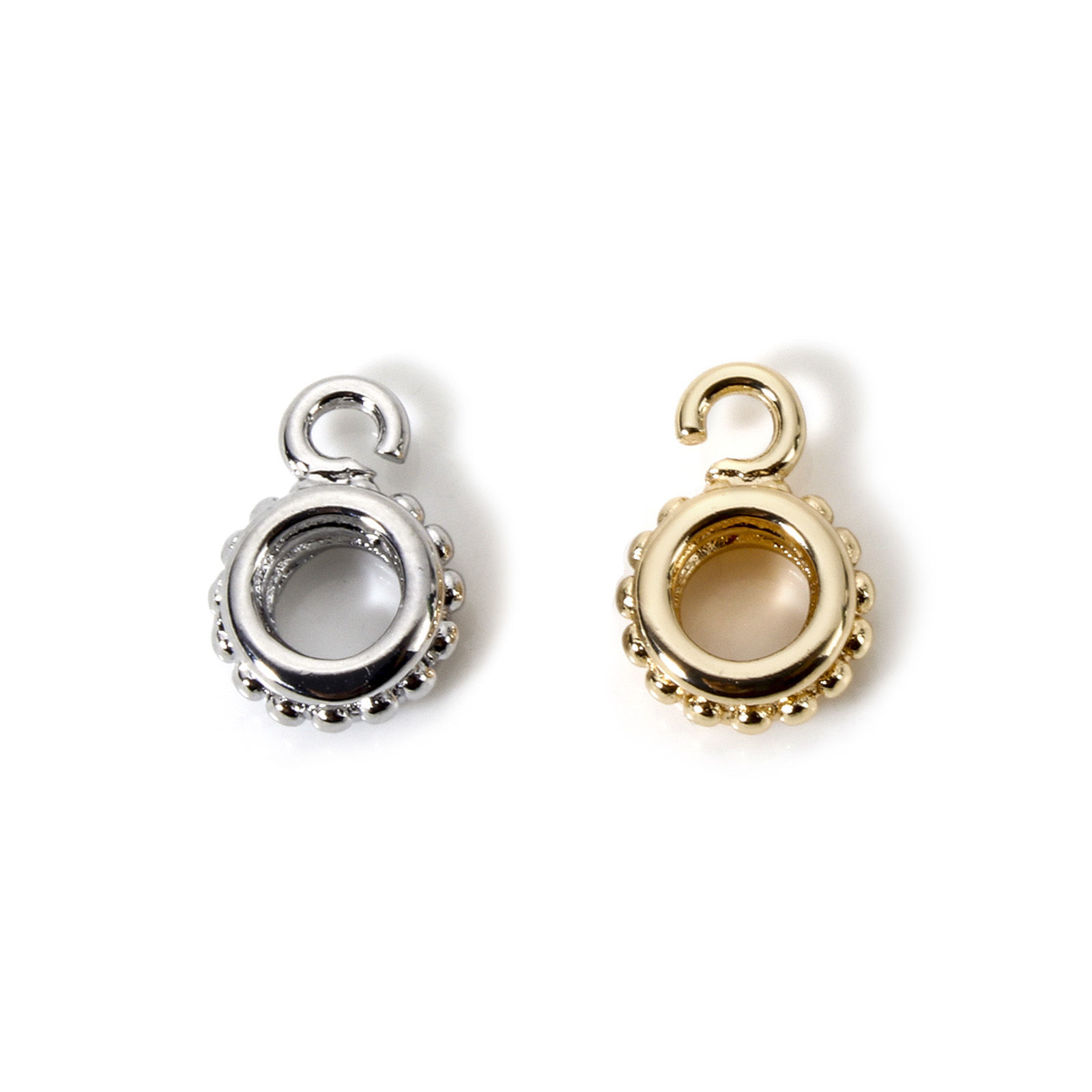 Bild von Umweltfreundlich Messing Bügelperlen mit Schleife für DIY-Schmuckherstellung Rund Punkt Echtgold plattiert 12mm x 8mm