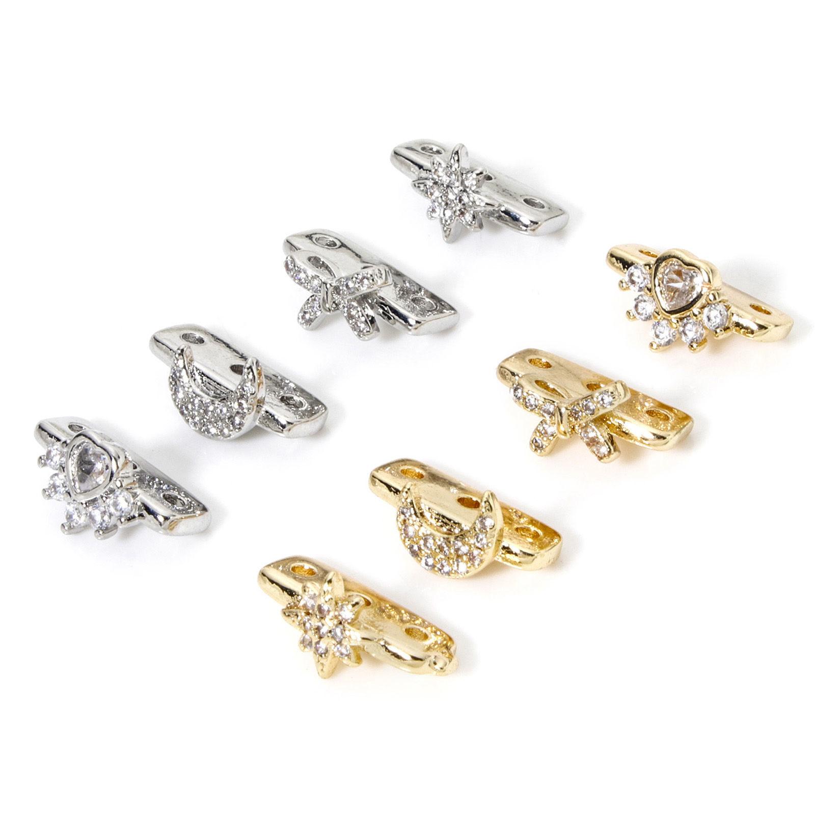 Imagen de 2 Unidades Respetuoso del Medio Ambiente Latón Perlas Espaciadoras para Hacer Pulseras DIY Hallazgos para Hacer Joyas Oro Real Chapado Micro Pave Claro Circón Artificial