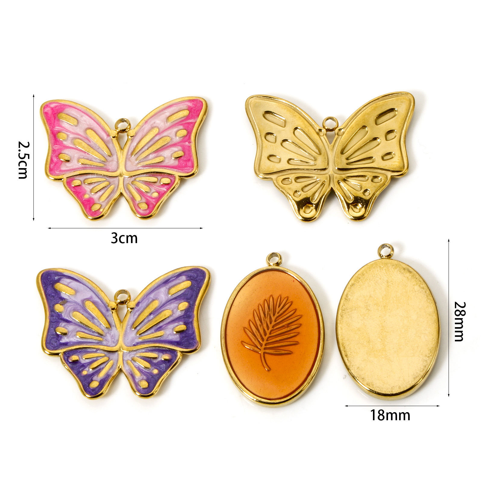 Picture of Eco-friendly PVD Vacuum Plating 304 Stainless Steel Pendants 18K Real Gold Plated Enamel