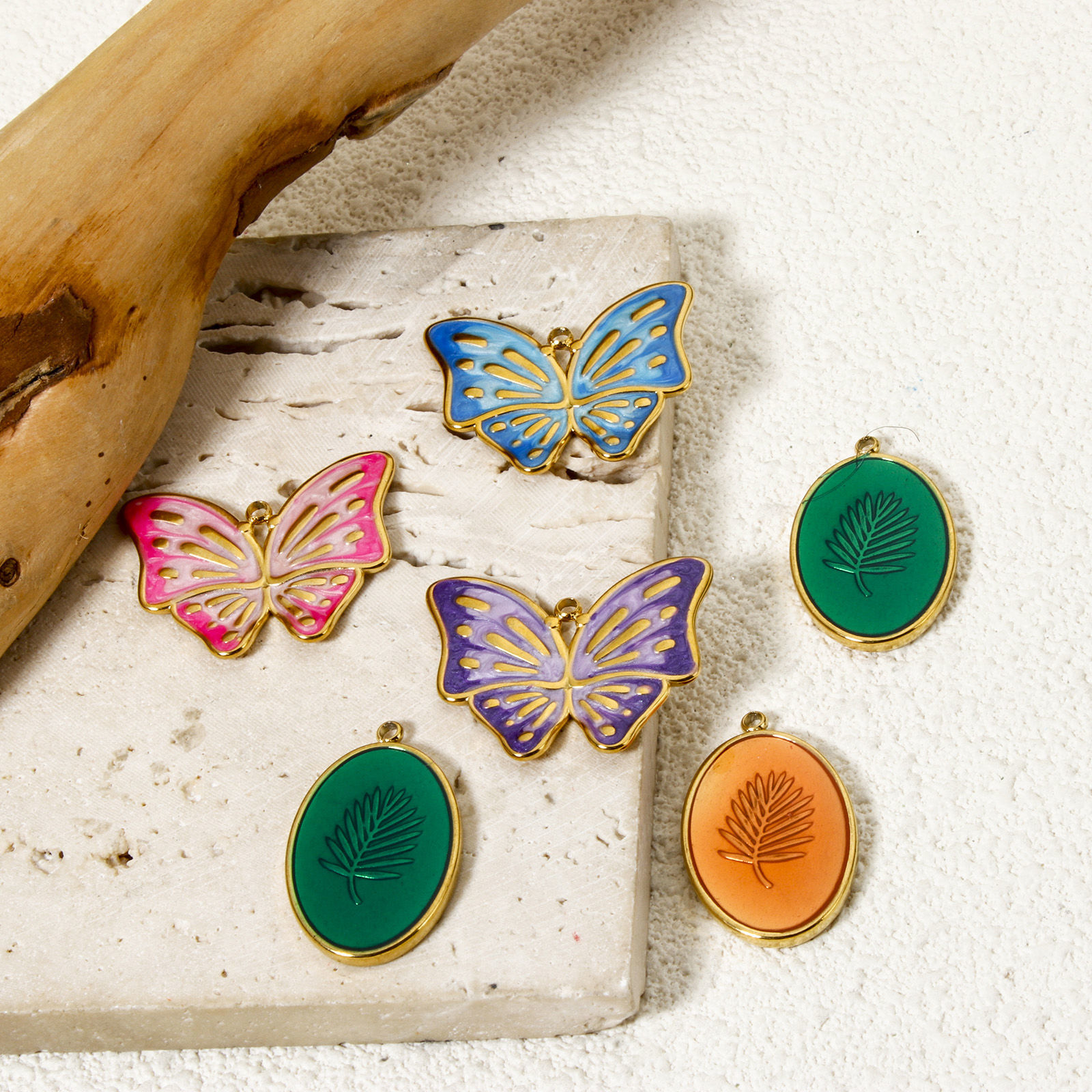 Picture of Eco-friendly PVD Vacuum Plating 304 Stainless Steel Pendants 18K Real Gold Plated Enamel