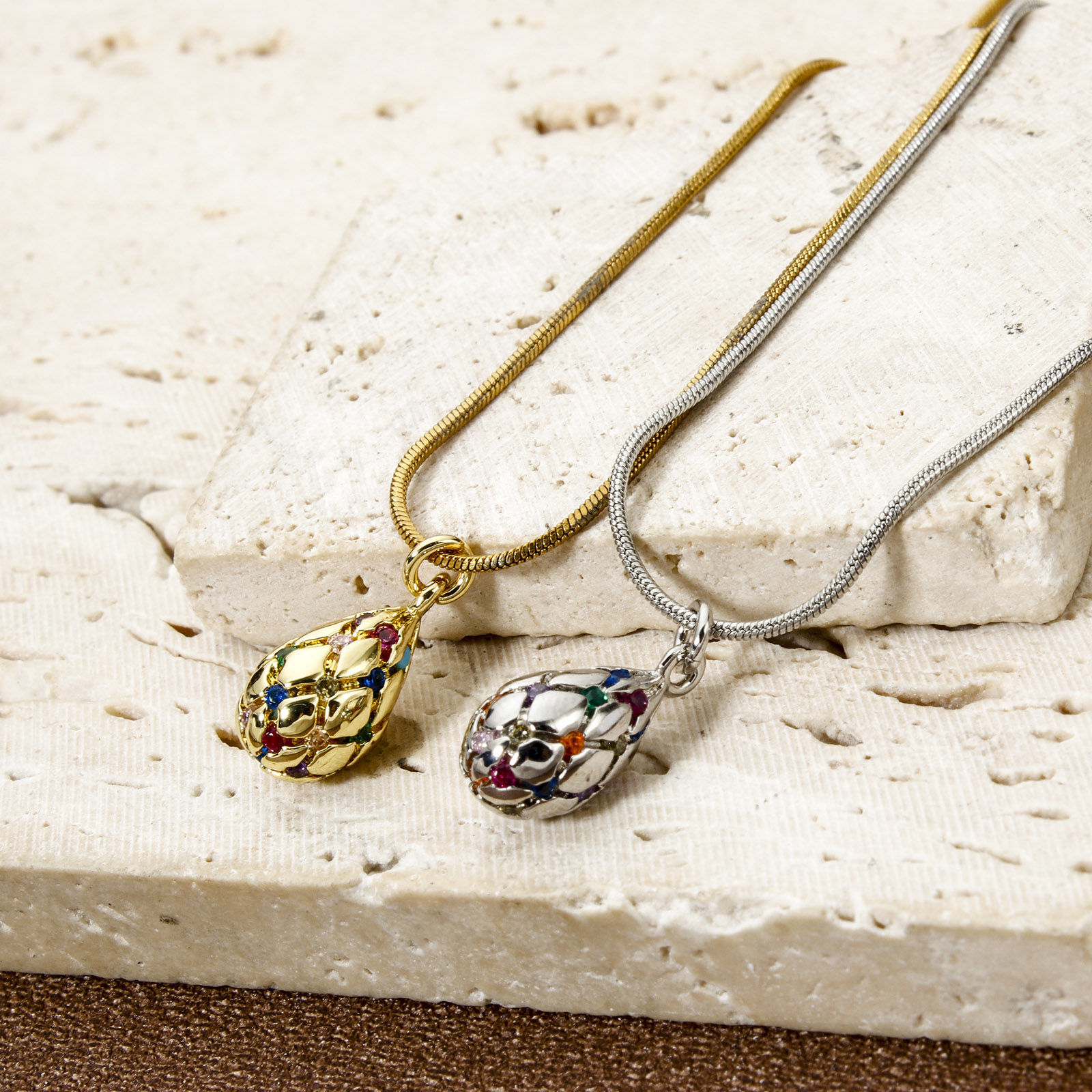 Изображение 1 ШТ Экологичный Латунь Подвески настоящее золото с покрытием водяная капля Бижутерия усыпанная мелким фианит Разноцветный Искусственный Циркон 16мм x 7мм