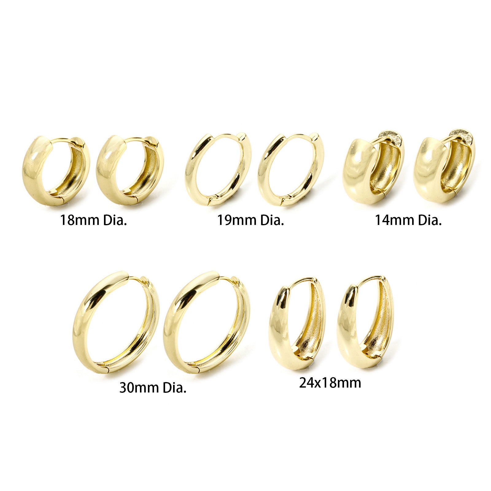 Picture of Eco-friendly Stylish Simple 18K Real Gold Plated Brass Round Hoop Earrings For Women Valentine's Day