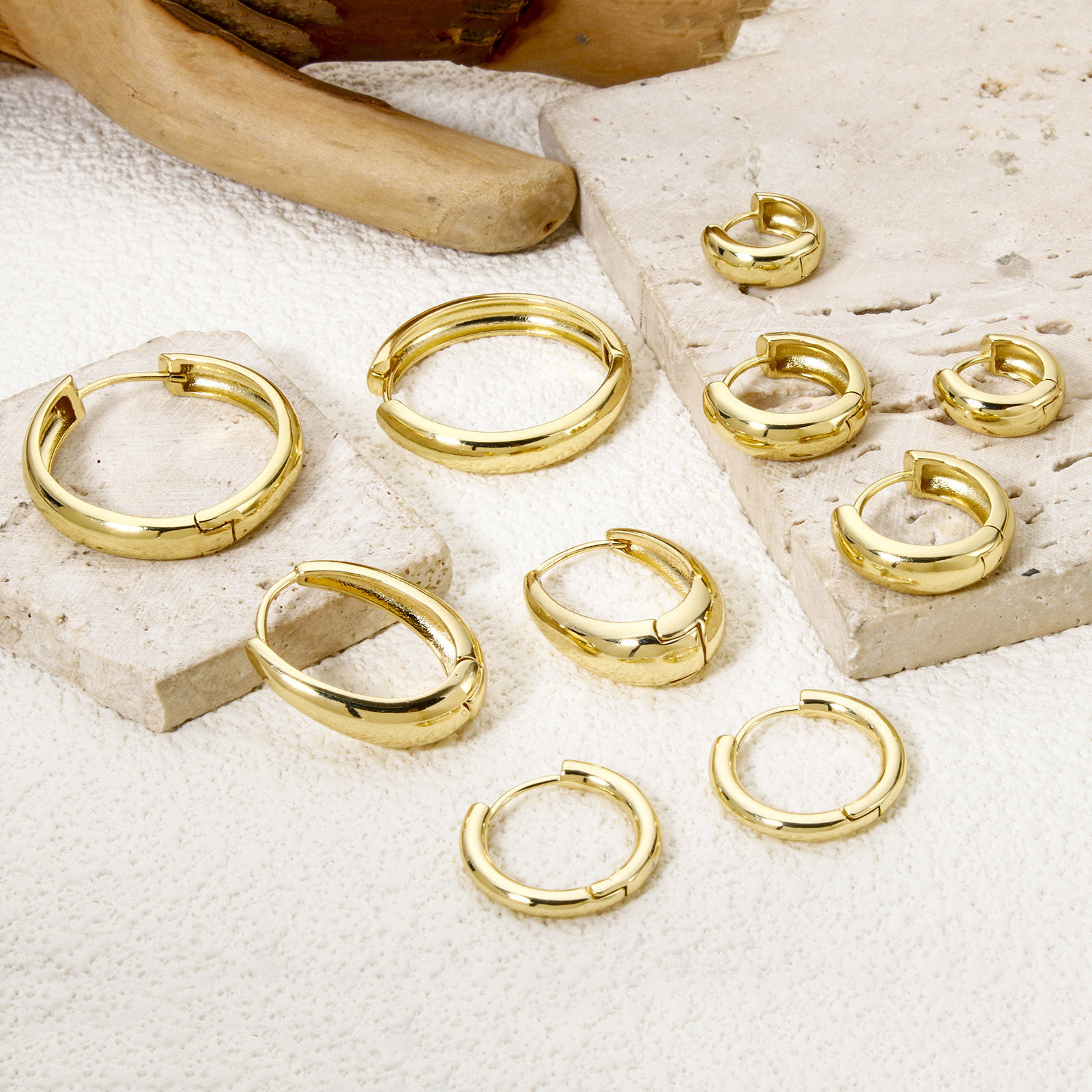 Picture of Eco-friendly Stylish Simple 18K Real Gold Plated Brass Round Hoop Earrings For Women Valentine's Day