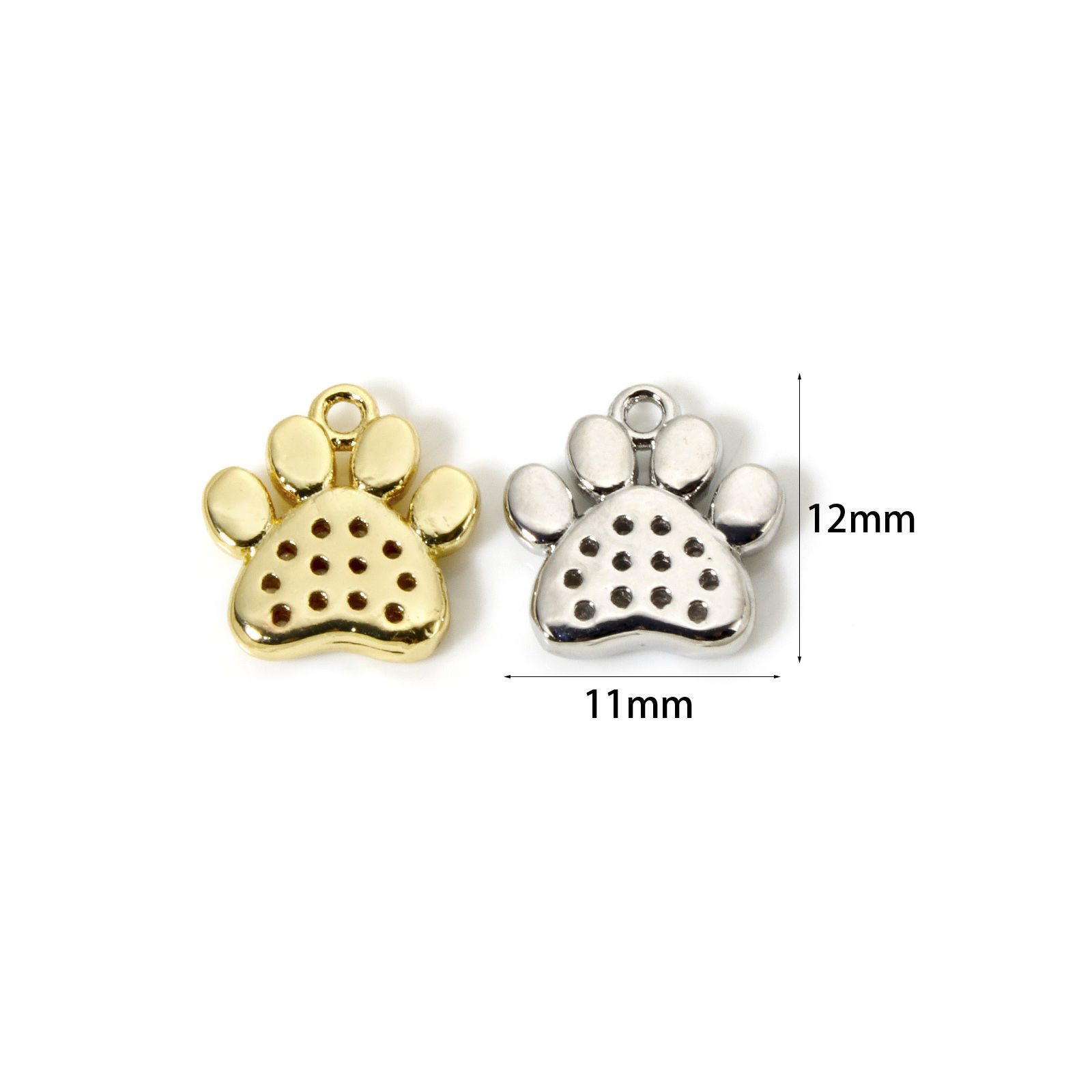 Image de 2 Pcs Breloques Mémorial d'Animaux Domestiques en Laiton Multicolore Griffe Micro Pave à Zircone Cubique Clair 12mm x 11mm