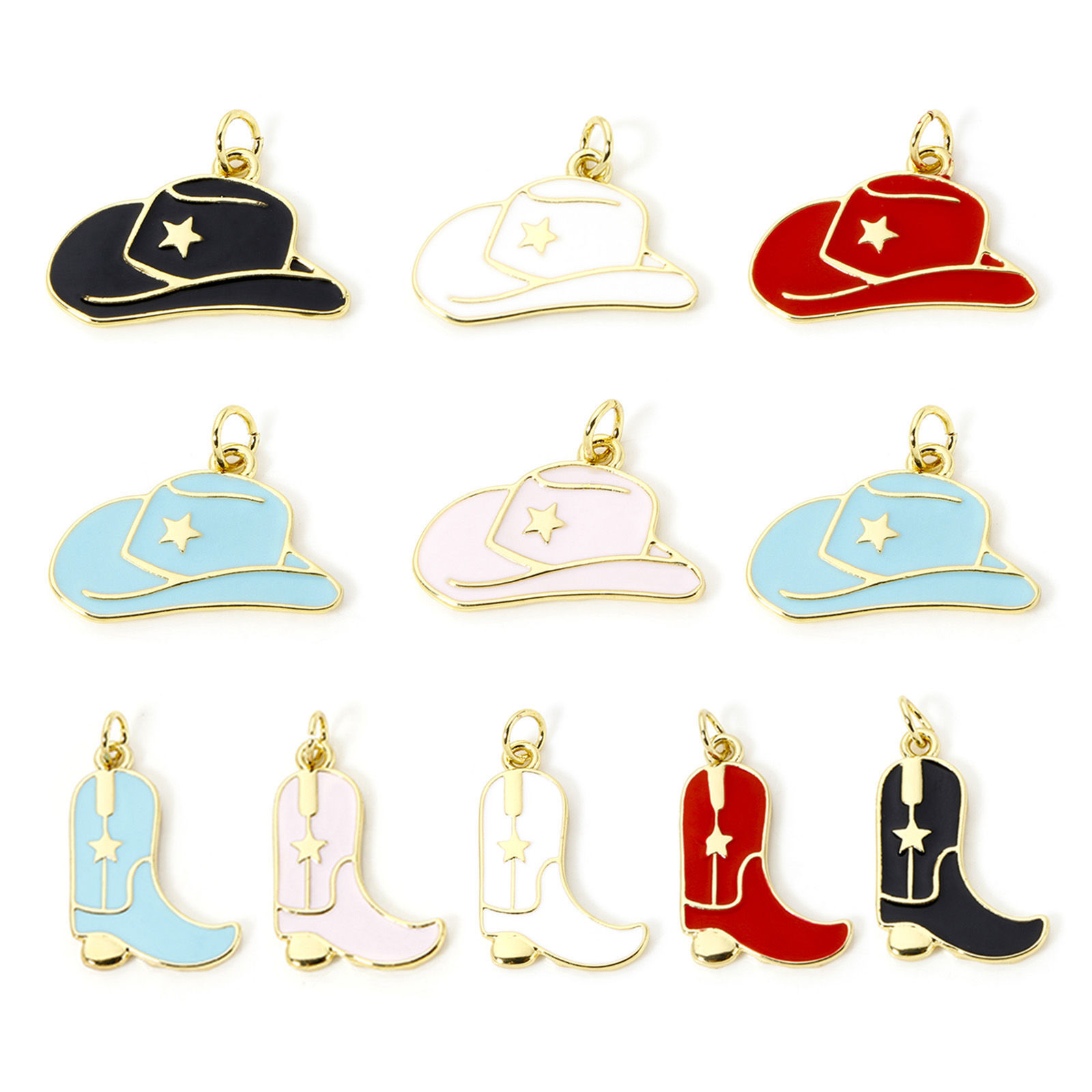 Изображение 1 ШТ Экологичный Латунь Западный ковбой Подвески 18K настоящее золото с покрытием С Эмалью