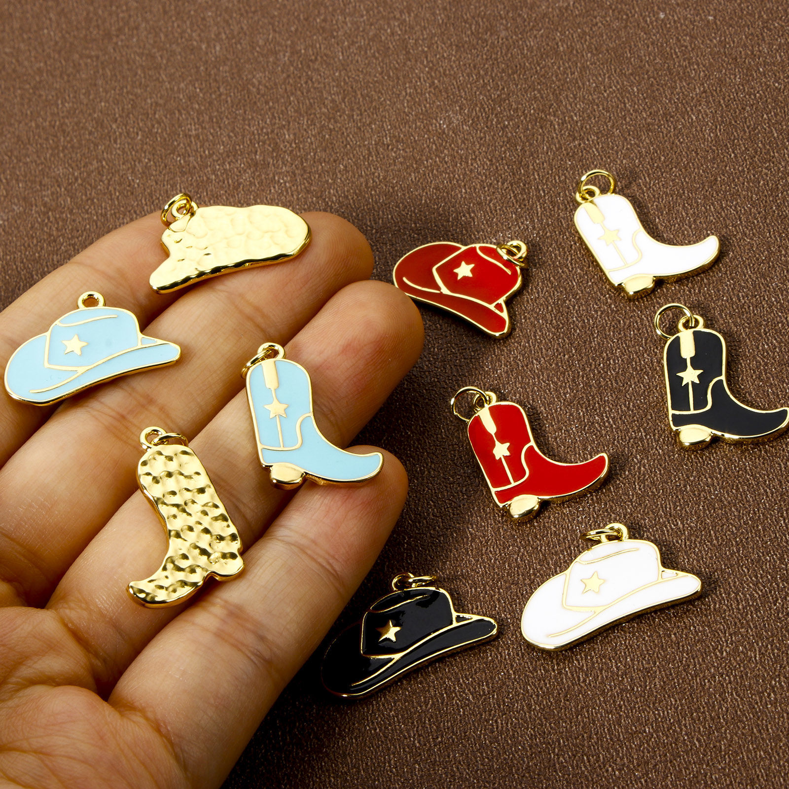 Изображение 1 ШТ Экологичный Латунь Западный ковбой Подвески 18K настоящее золото с покрытием С Эмалью