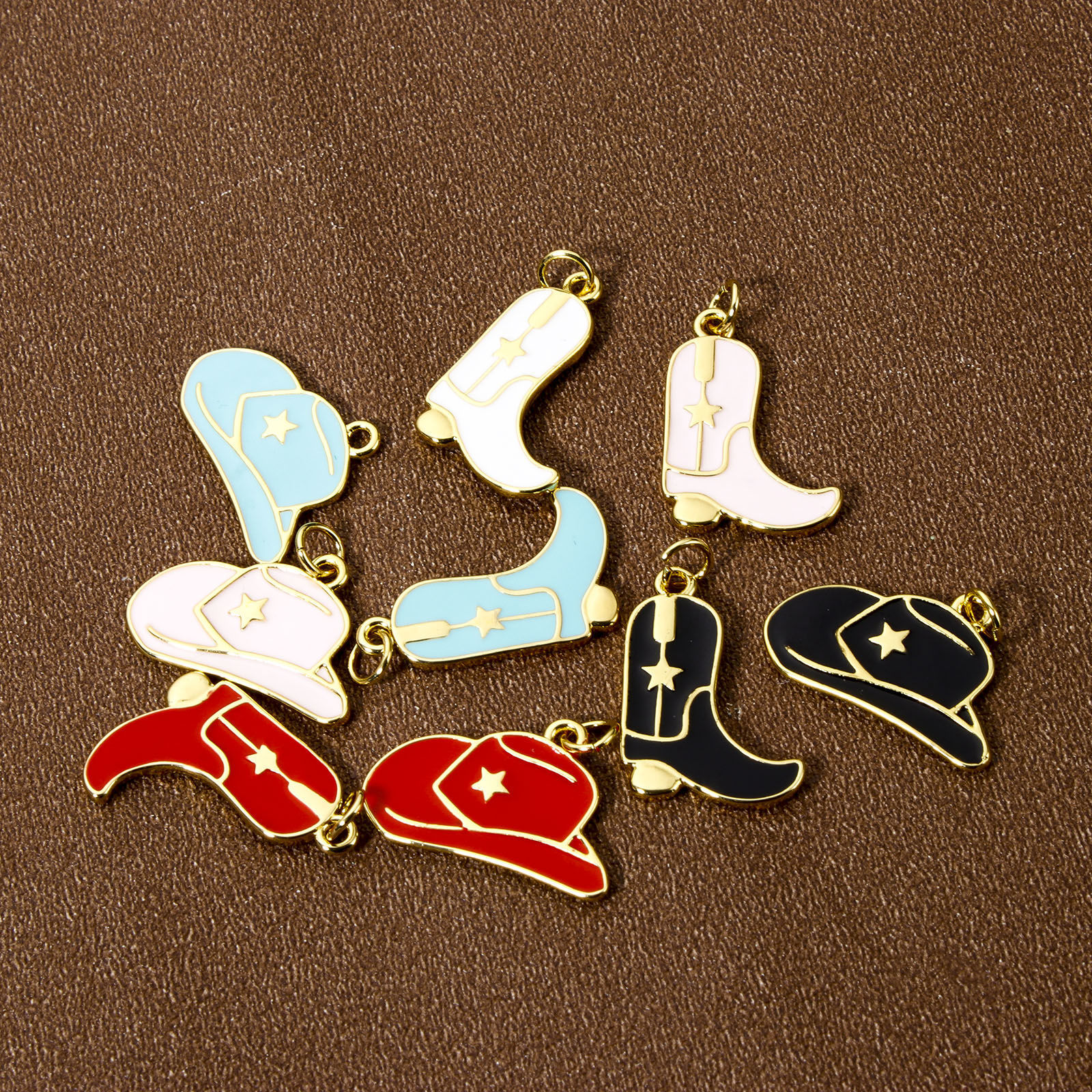 Изображение 1 ШТ Экологичный Латунь Западный ковбой Подвески 18K настоящее золото с покрытием С Эмалью