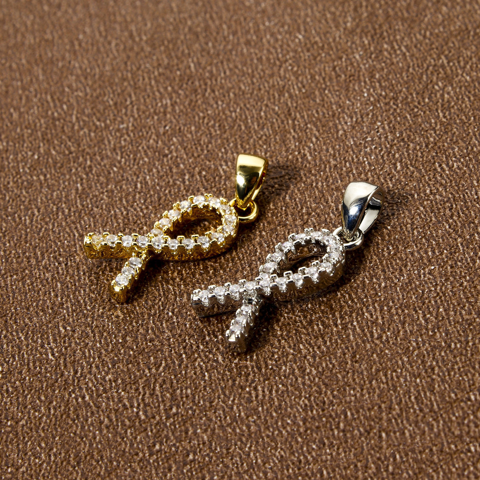 Picture of Eco-friendly Brass Charm Pendant Real Gold Plated Ribbon Clear Cubic Zirconia 20mm x 8mm