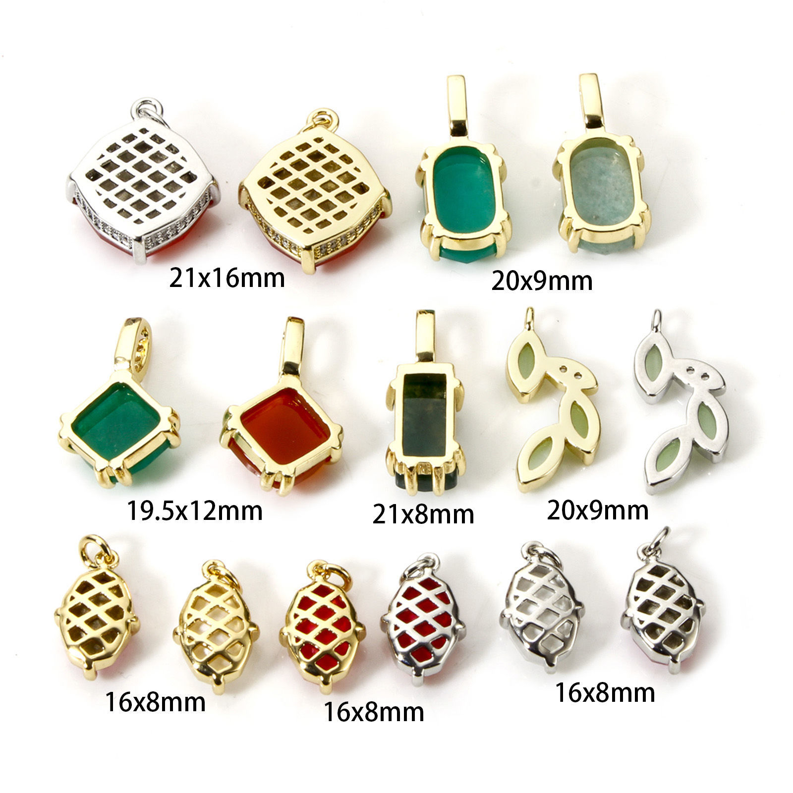 Bild von Umweltfreundlich Messing und Edelstein Charms Echtgold plattiert Geometrie