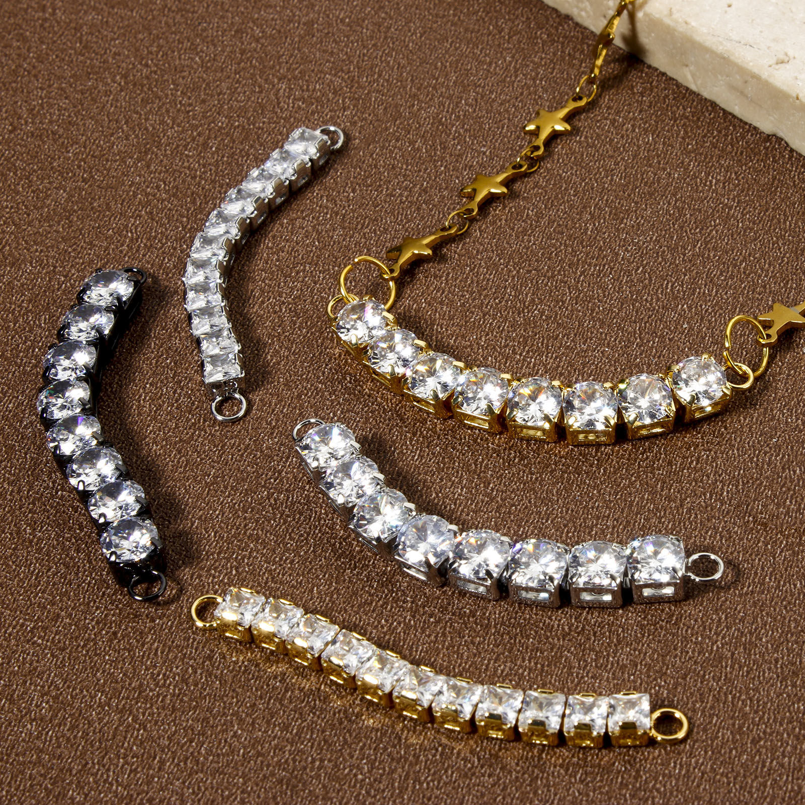 Imagen de 1 Unidad Respetuoso del Medio Ambiente Latón Conectores Dijes Colgantes Multicolor Claro Circón Artificial