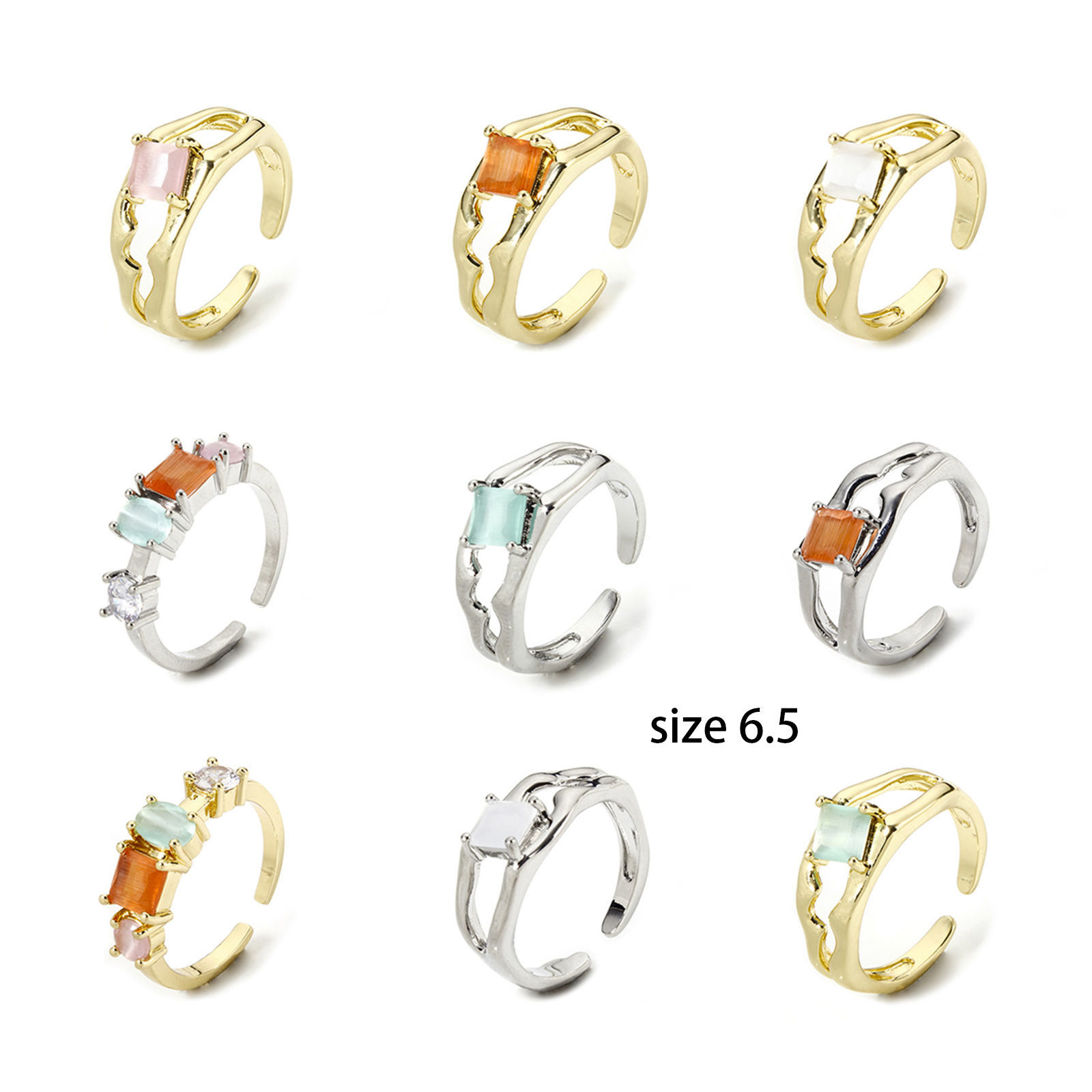 Picture of Eco-friendly Stylish Real Gold Plated Brass & Resin Open Rings For Women 16.9mm(US Size 6.5)