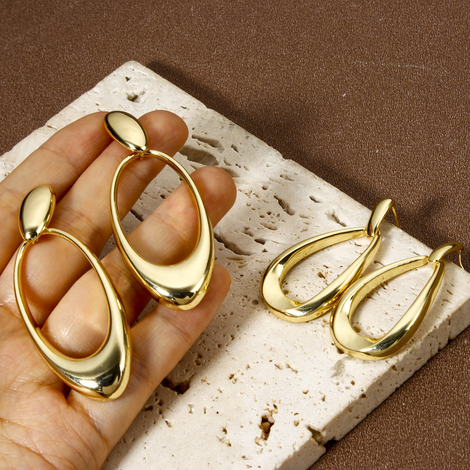 Imagen de 1 Par Respetuoso del Medio Ambiente Elegante 18K Oro Real Chapado Latón Con Tapones Pendientes Para Mujeres Fiesta Tamaño del Poste/Cable: 0.8mm