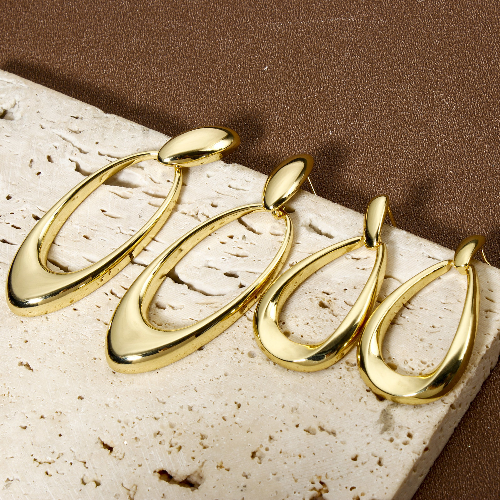 Imagen de 1 Par Respetuoso del Medio Ambiente Elegante 18K Oro Real Chapado Latón Con Tapones Pendientes Para Mujeres Fiesta Tamaño del Poste/Cable: 0.8mm