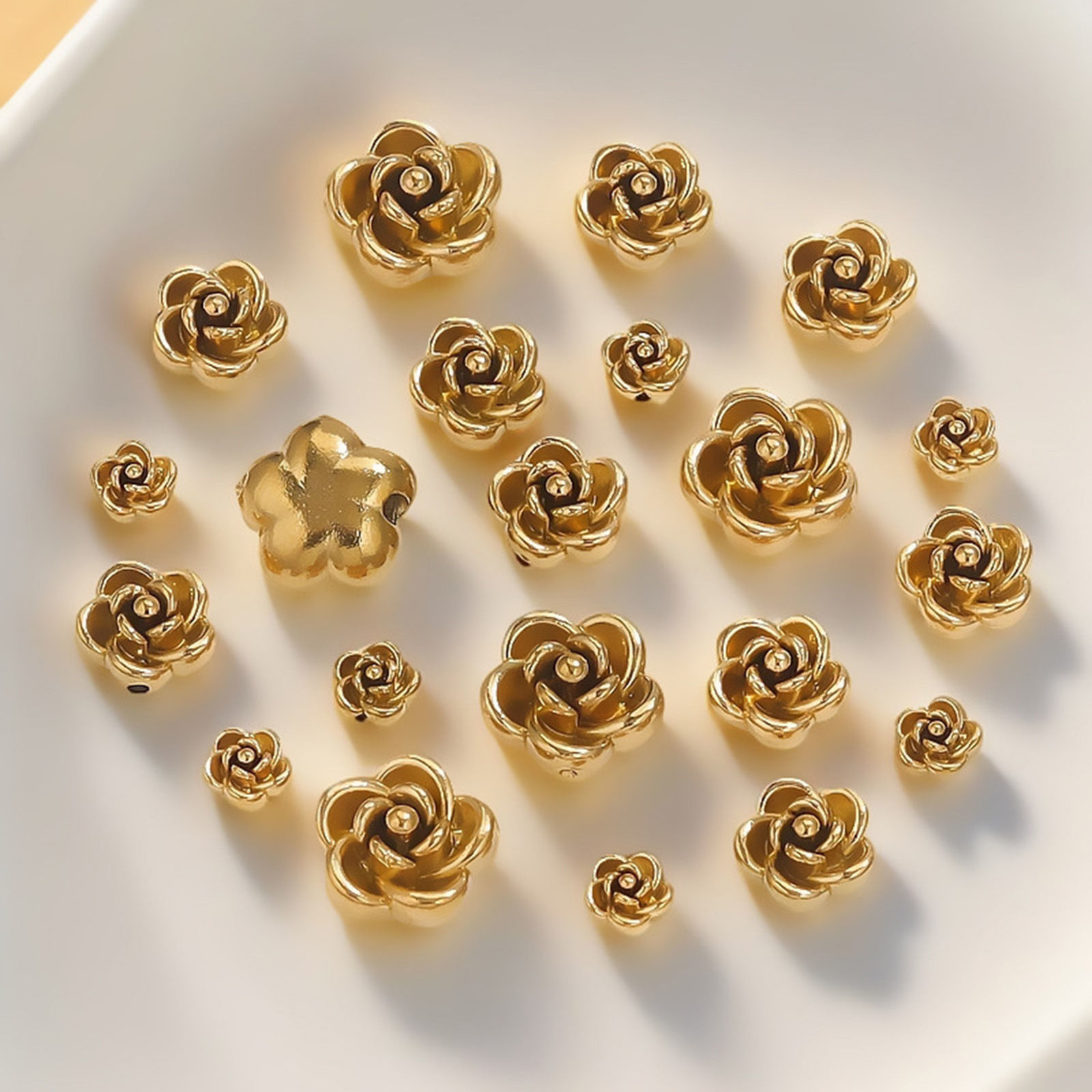 Picture of Eco-friendly 304 Stainless Steel Beads For DIY Jewelry Making Rose Flower 3D