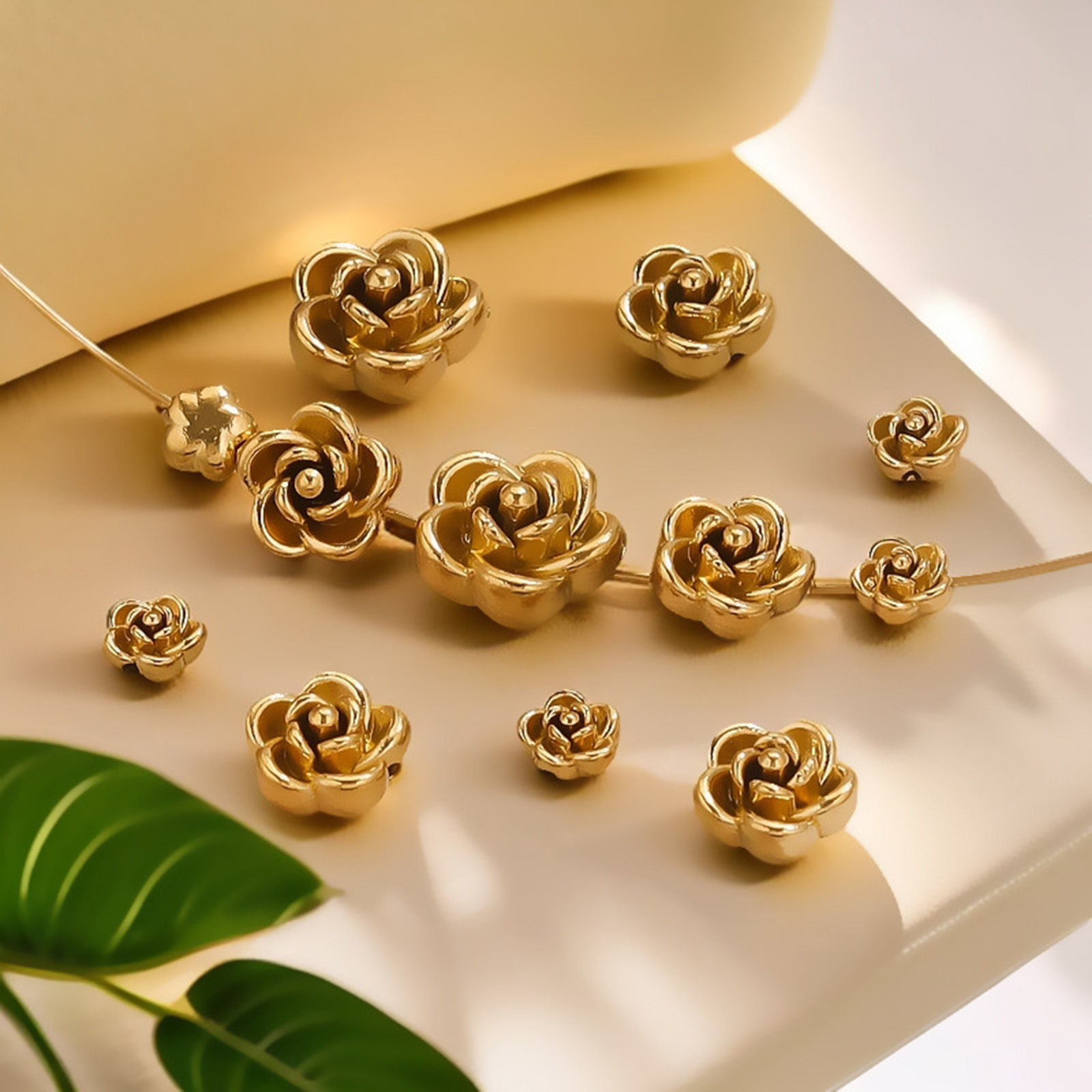 Picture of Eco-friendly 304 Stainless Steel Beads For DIY Jewelry Making Rose Flower 3D