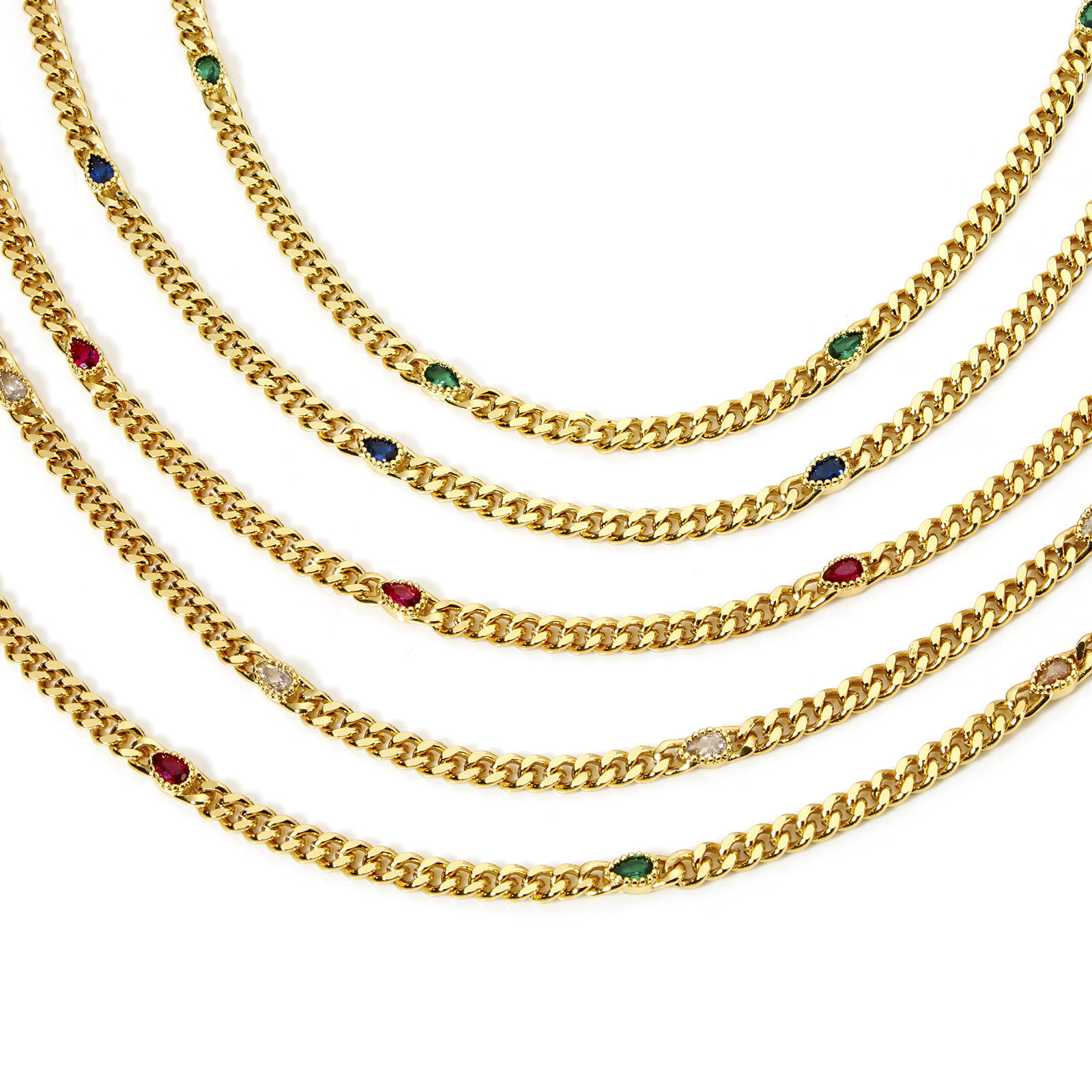 Picture of Eco-friendly Brass Curb Link Chain For Handmade DIY Jewelry Making Findings Drop 18K Real Gold Plated 4.5mm