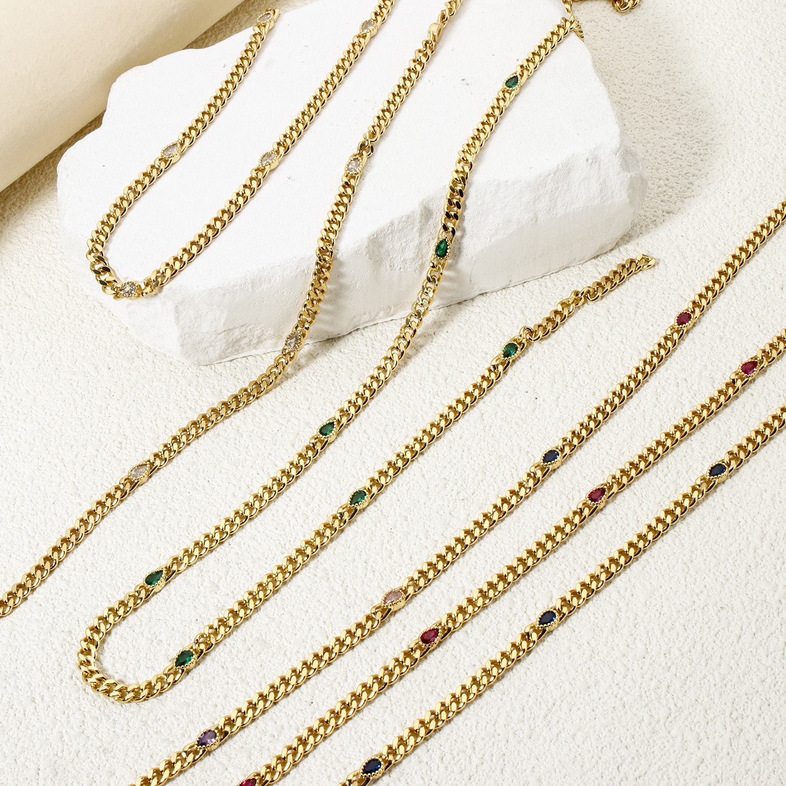 Picture of Eco-friendly Brass Curb Link Chain For Handmade DIY Jewelry Making Findings Drop 18K Real Gold Plated 4.5mm