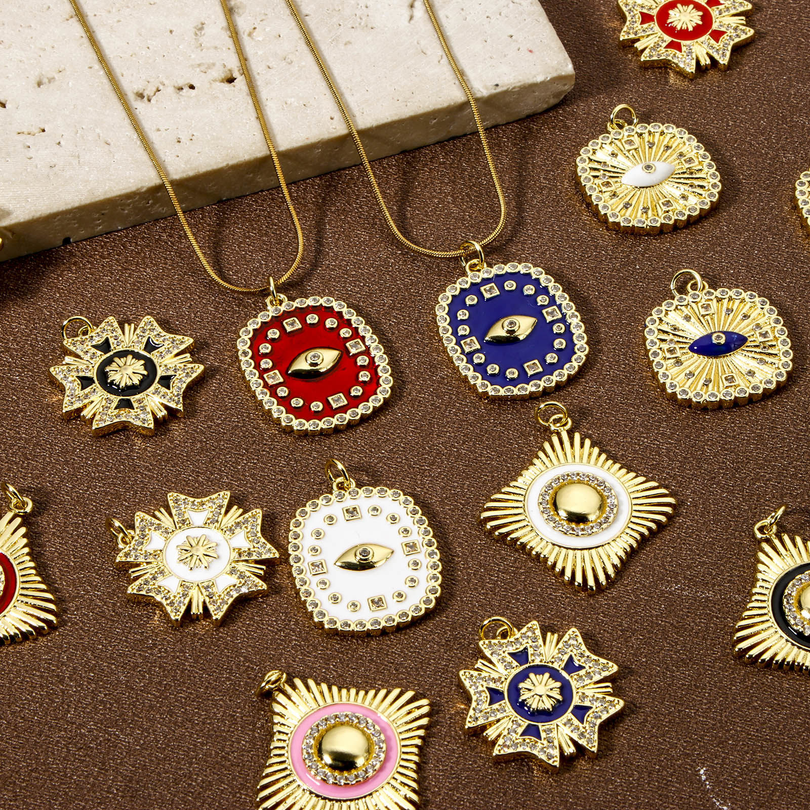 Изображение 1 ШТ Экологичный Латунь Подвески 18K настоящее золото с покрытием Бижутерия усыпанная мелким фианит Прозрачный Искусственный Циркон