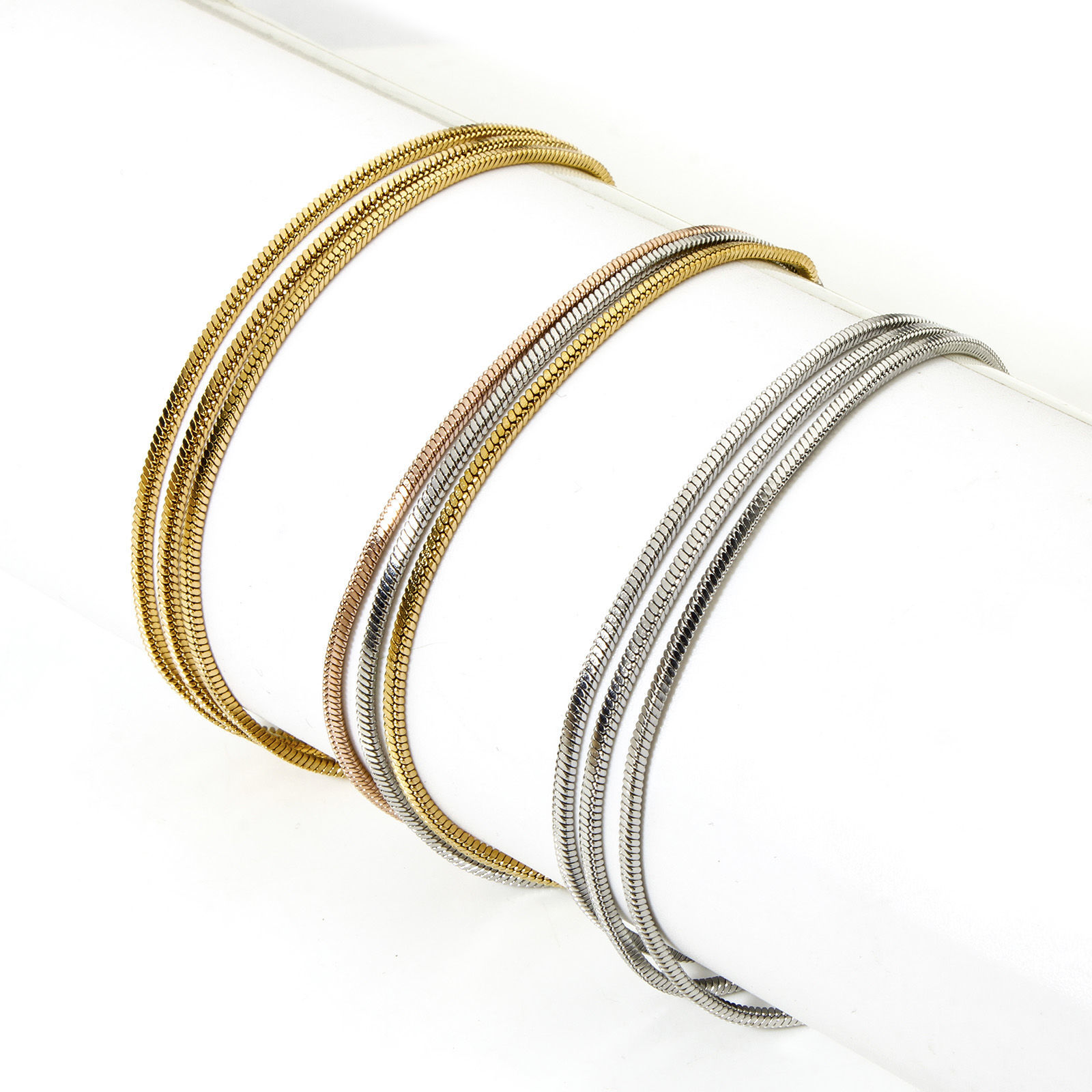 Picture of Eco-friendly Dainty Stylish Multicolor 304 Stainless Steel Snake Chain Multilayer Layered Anklet For Women Party 22.5cm(8 7/8") long