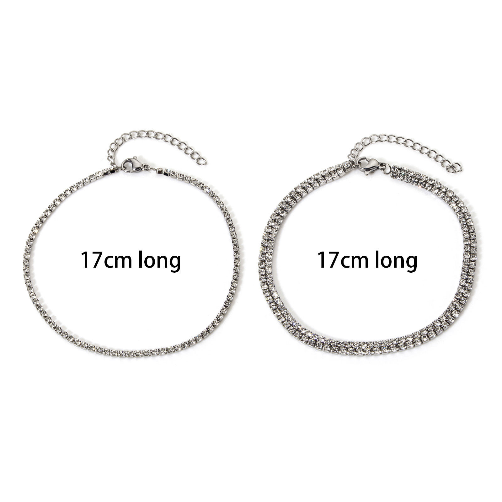 Picture of Eco-friendly Retro Silver Tone 304 Stainless Steel & Rhinestone Cup Chain Bracelets For Women Party 17cm(6.7") long