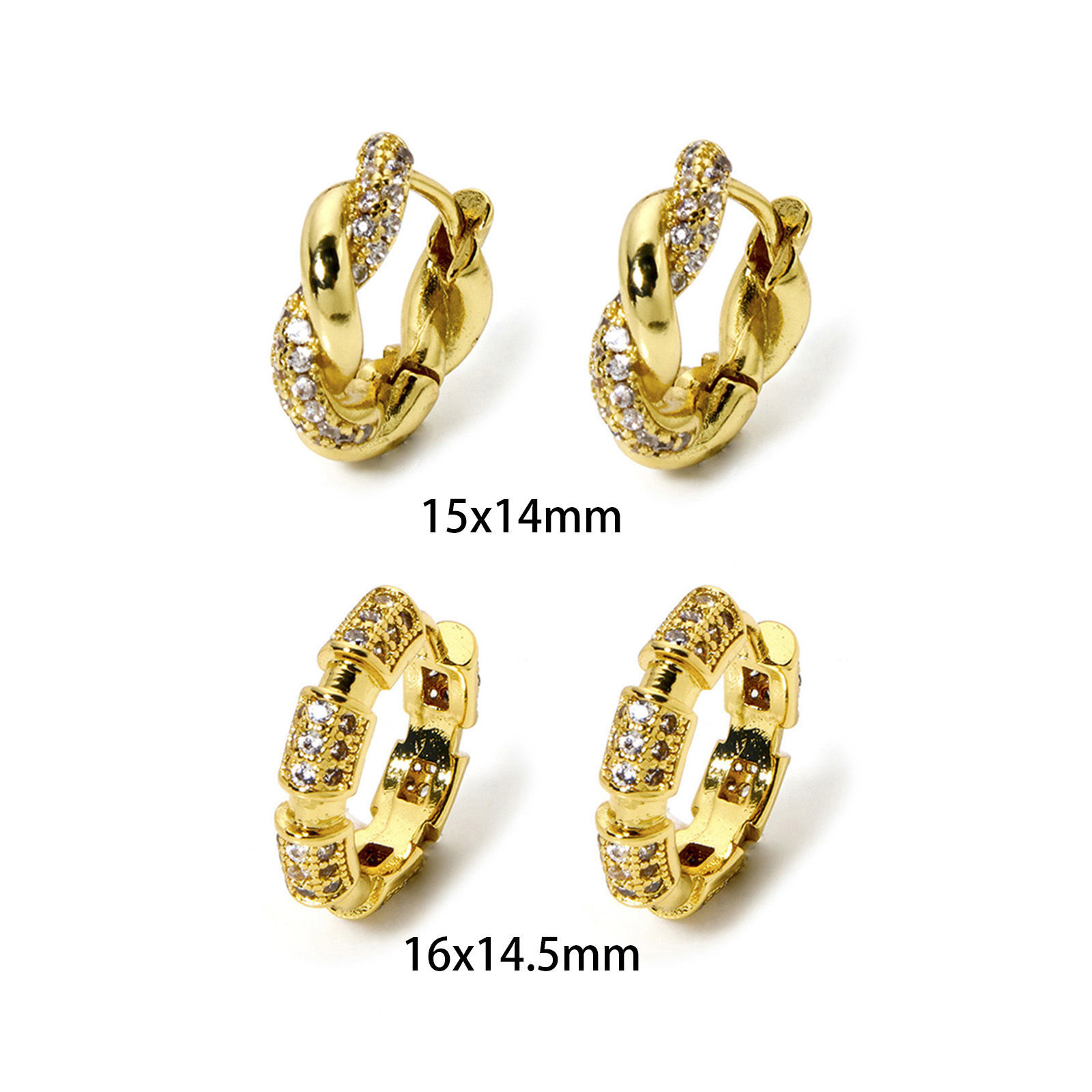 Picture of Eco-friendly Stylish 18K Real Gold Plated Brass & Cubic Zirconia Circle Ring Micro Pave Hoop Earrings For Women Party