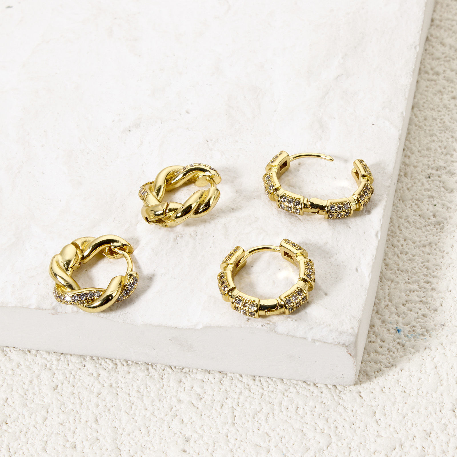 Picture of Eco-friendly Stylish 18K Real Gold Plated Brass & Cubic Zirconia Circle Ring Micro Pave Hoop Earrings For Women Party