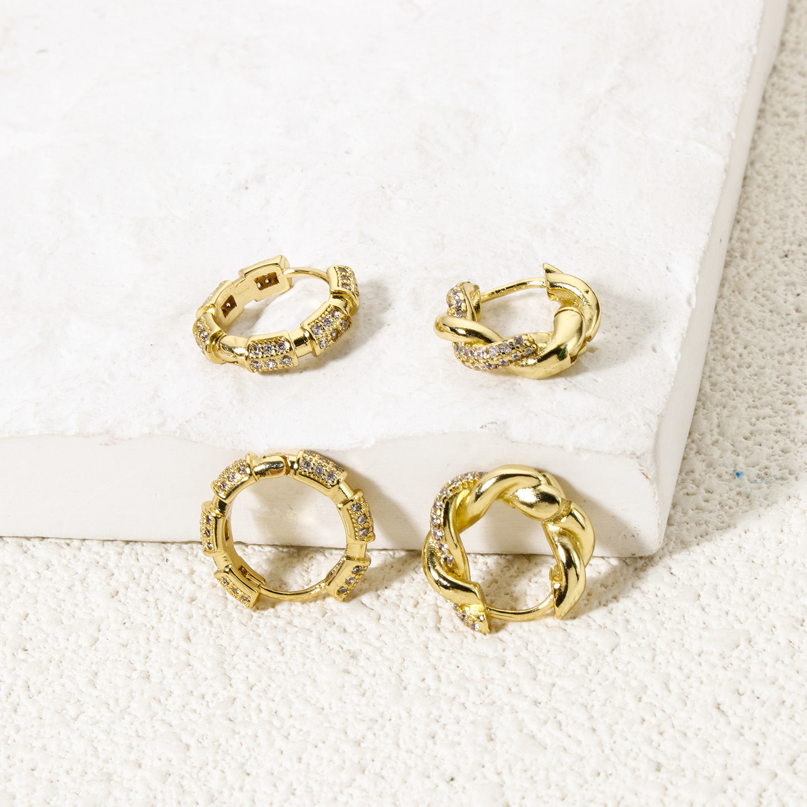 Picture of Eco-friendly Stylish 18K Real Gold Plated Brass & Cubic Zirconia Circle Ring Micro Pave Hoop Earrings For Women Party