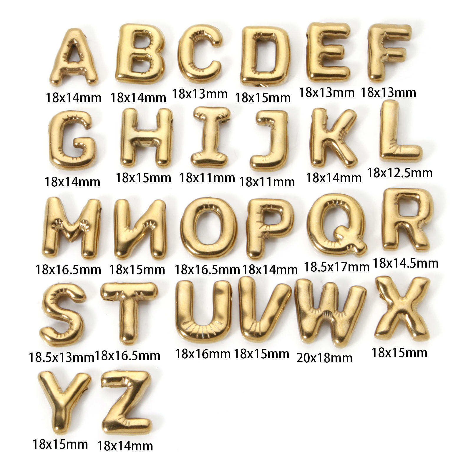 Picture of Eco-friendly Vacuum Plating 304 Stainless Steel Charms 18K Real Gold Plated Capital Alphabet Initial Letter Message " A-Z "