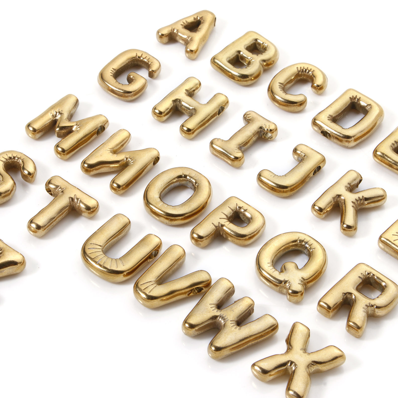 Picture of Eco-friendly Vacuum Plating 304 Stainless Steel Charms 18K Real Gold Plated Capital Alphabet Initial Letter Message " A-Z "