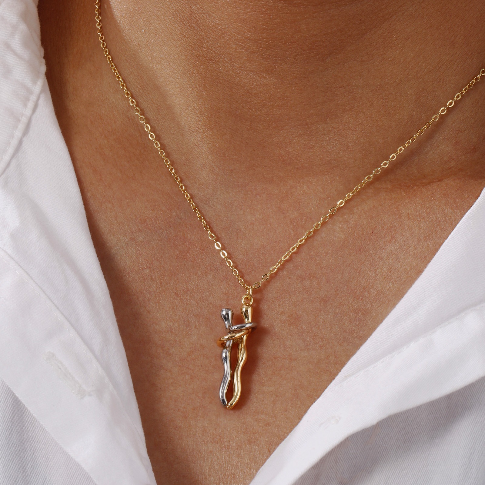 Image de 1 Pièce Collier à Pendentif Chaîne Maille Forçat La Saint Valentin en Laiton Hip Hop Multicolore Amoureux 3D Unisexe 46cm + 6cm long