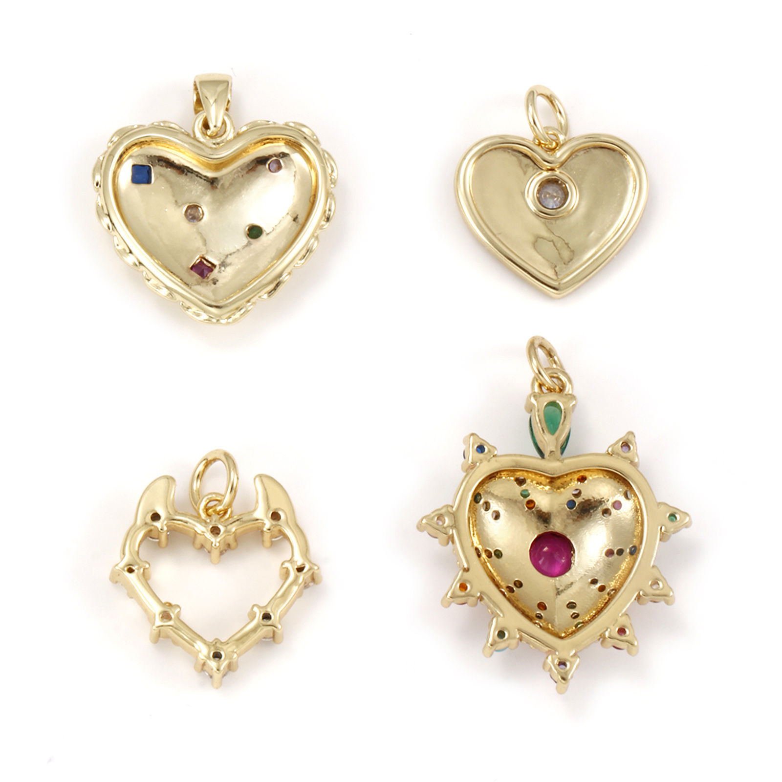 Imagen de 1 Unidad Respetuoso del Medio Ambiente Latón (sin cadmio)+ Circón Artificial día de San Valentín Colgantes 18K Oro Real Chapado Corazón