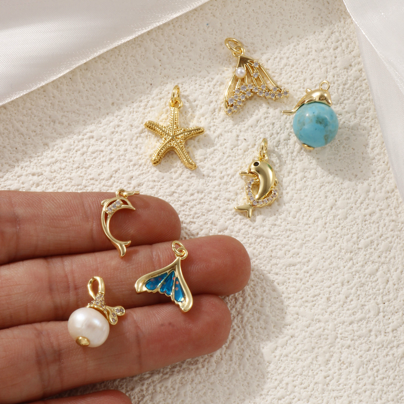 Picture of Eco-friendly Brass Charms 18K Real Gold Plated Fishtail Dolphin