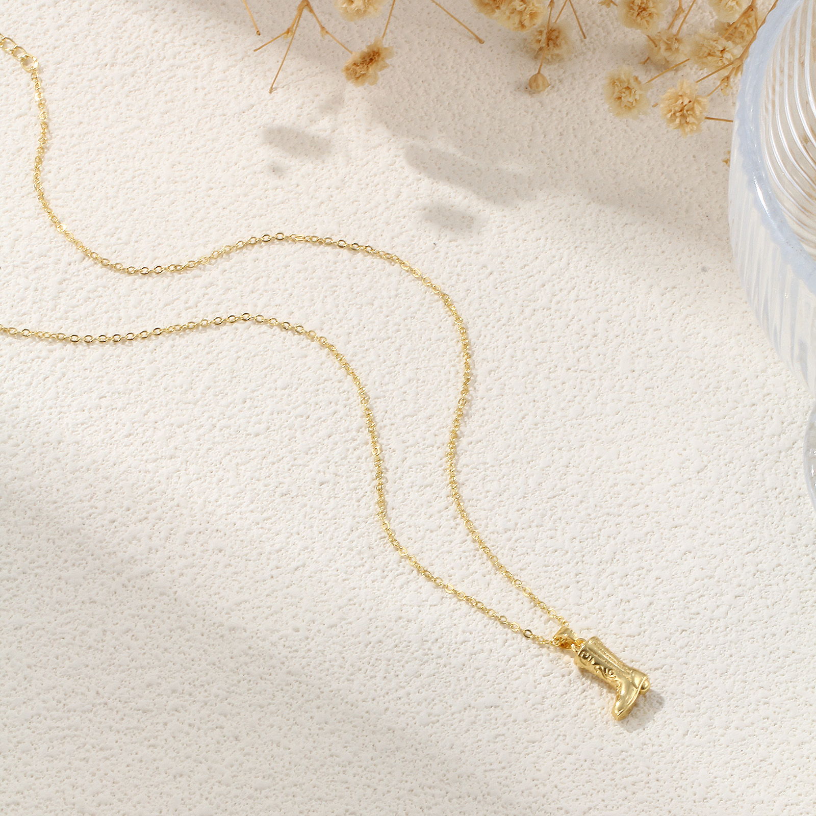 Picture of Eco-friendly Stylish West Cowboy 18K Real Gold Plated Brass Link Cable Chain Boots Pendant Charm Necklace Unisex 46cm(18.1") + 6cm(2.4") long