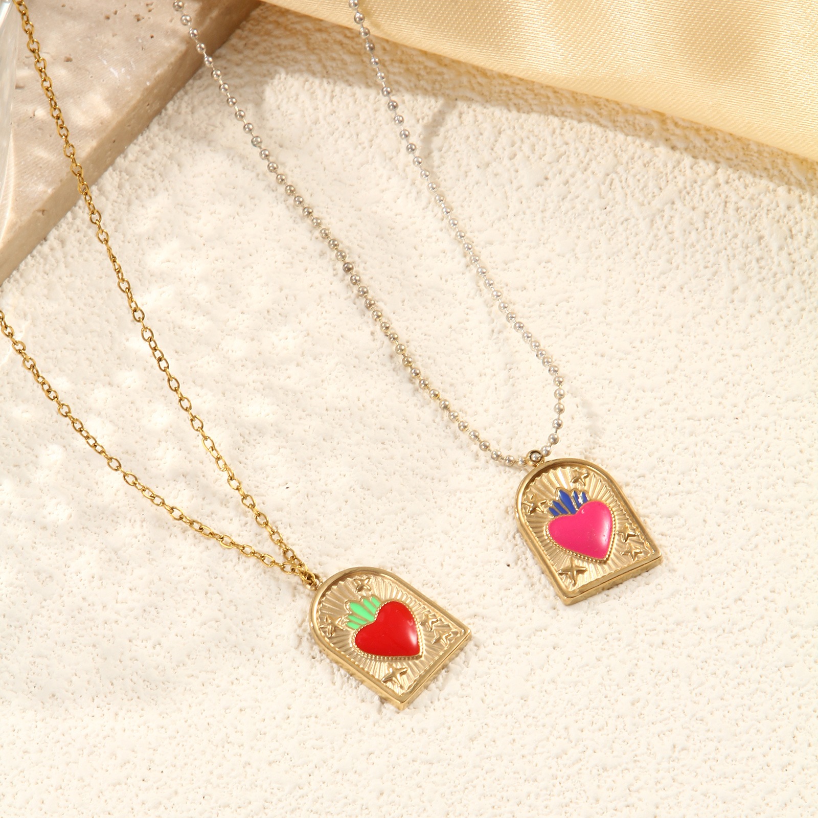 Picture of Eco-friendly PVD Vacuum Plating 304 Stainless Steel Charms 18K Real Gold Plated Multicolor Enamel Fruit Ex Voto Heart