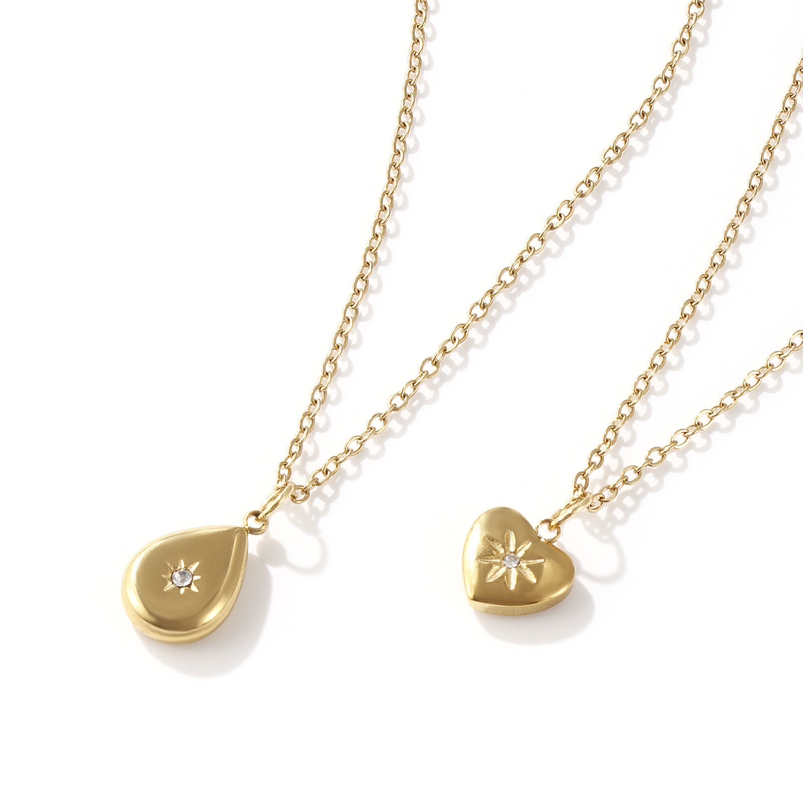 Picture of Eco-friendly PVD Vacuum Plating Exquisite Galaxy 18K Real Gold Plated 304 Stainless Steel & Rhinestone Link Cable Chain Star Pendant Charm Necklace For Women Gift 45cm(17.7") + 5cm(2") long